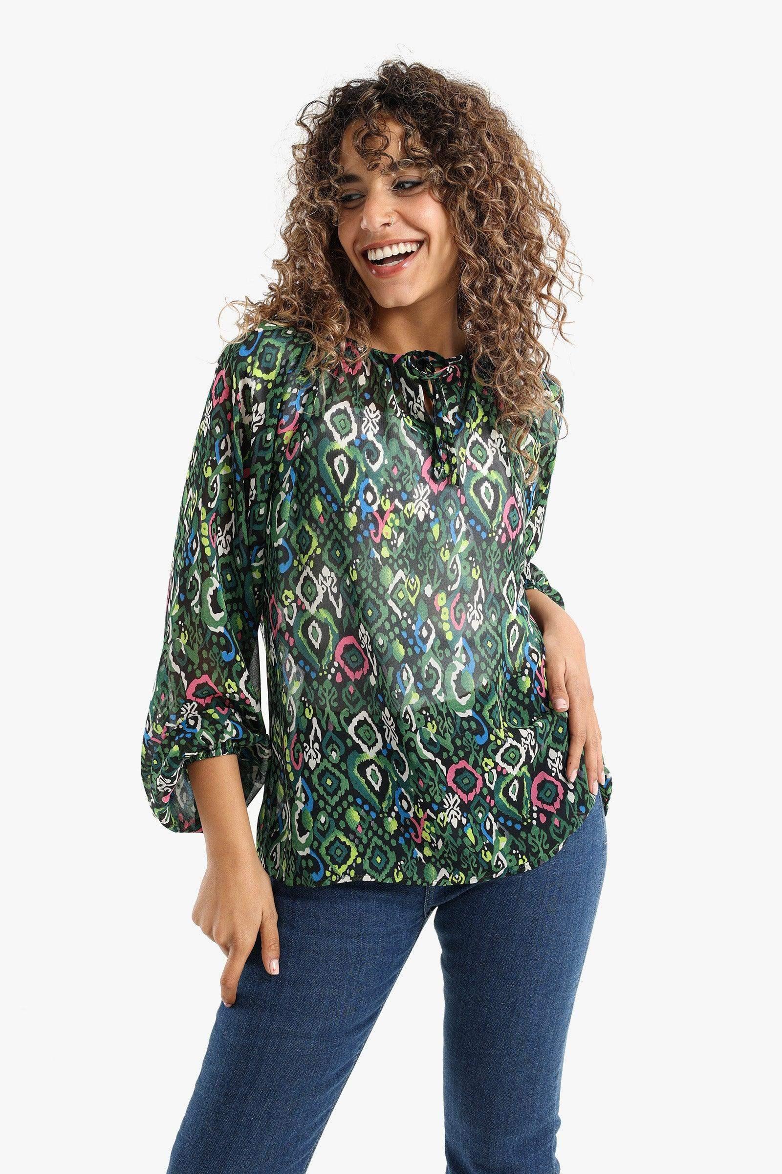 Round Neck Drawstring Blouse - Carina - كارينا