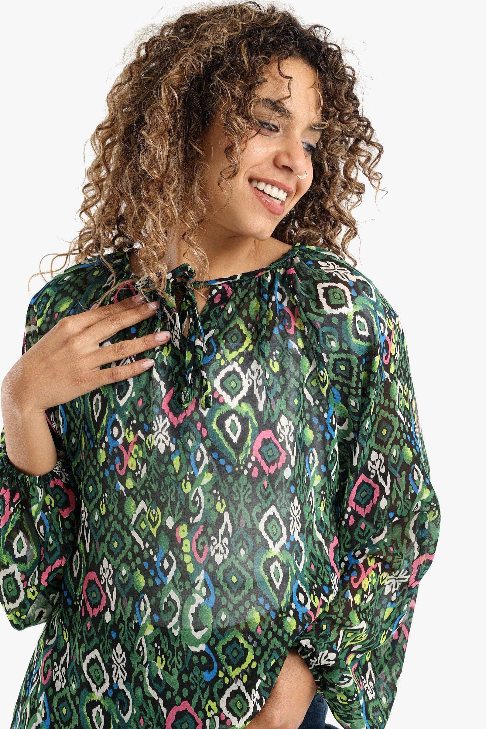 Round Neck Drawstring Blouse - Carina - كارينا