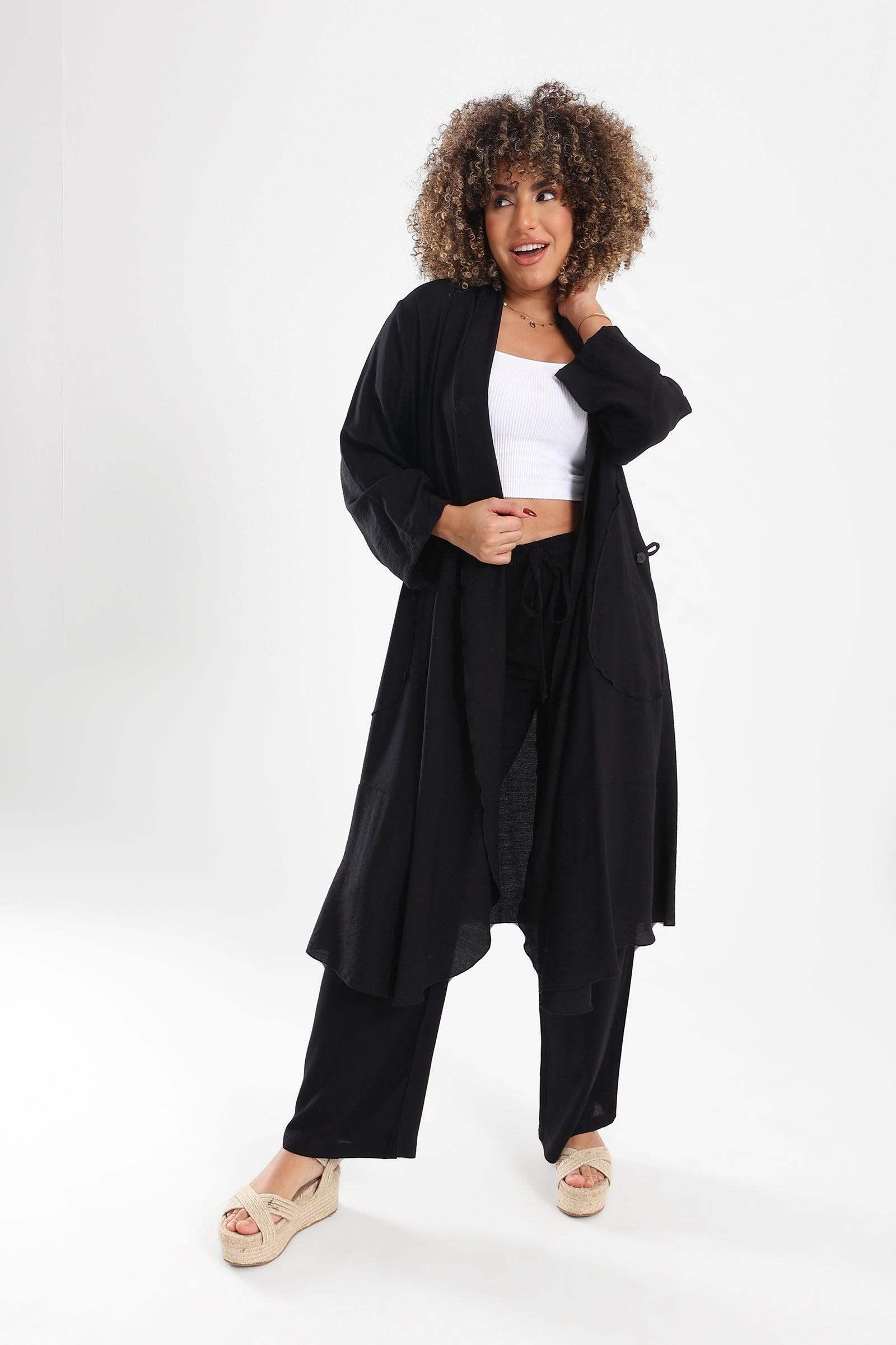 Round Side Pocket Kimono - Carina - كارينا
