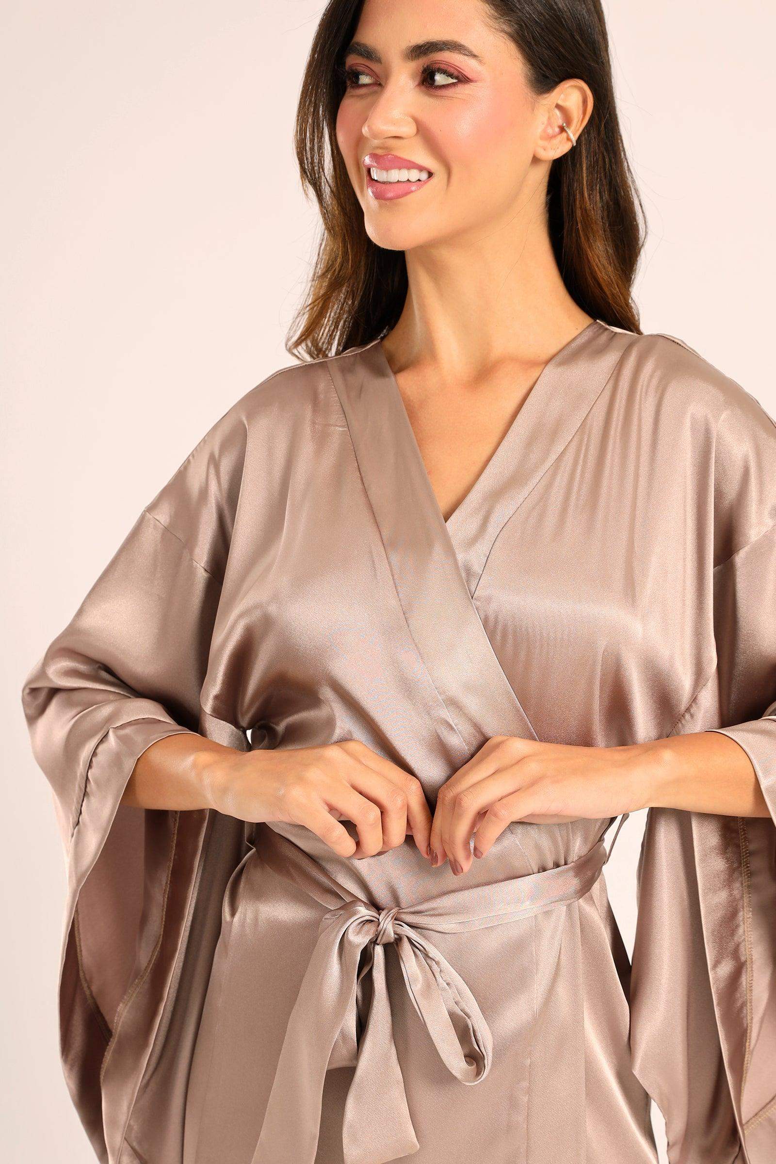 Satin Drop Shoulder Robe - Carina - كارينا