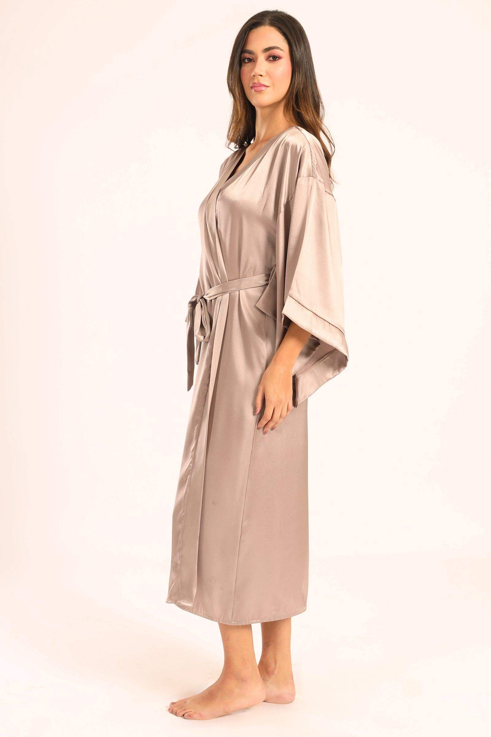 Satin Drop Shoulder Robe - Carina - كارينا