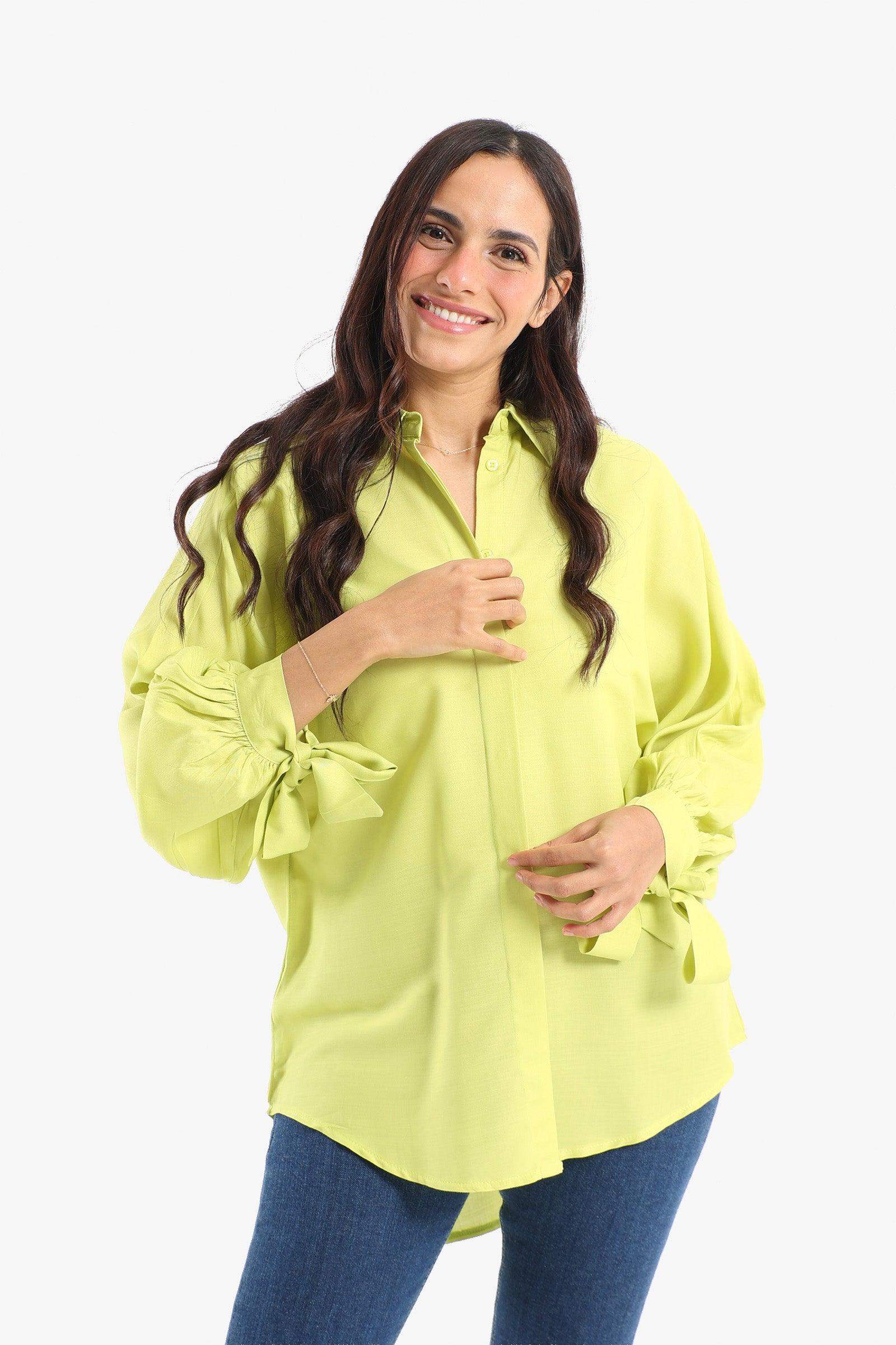 Shirt with Self Tie Cuffs - Carina - كارينا