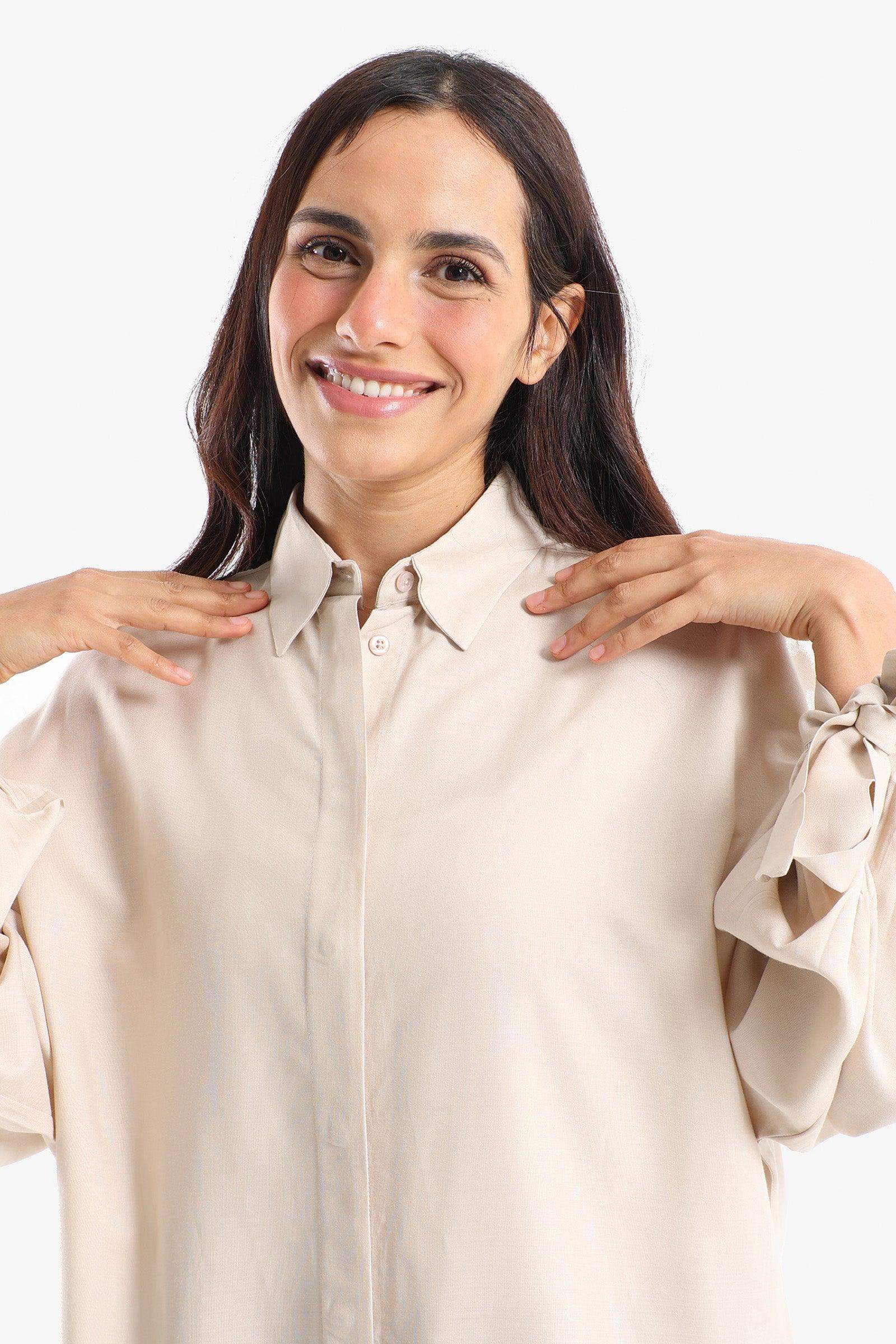 Shirt with Self Tie Cuffs - Carina - كارينا