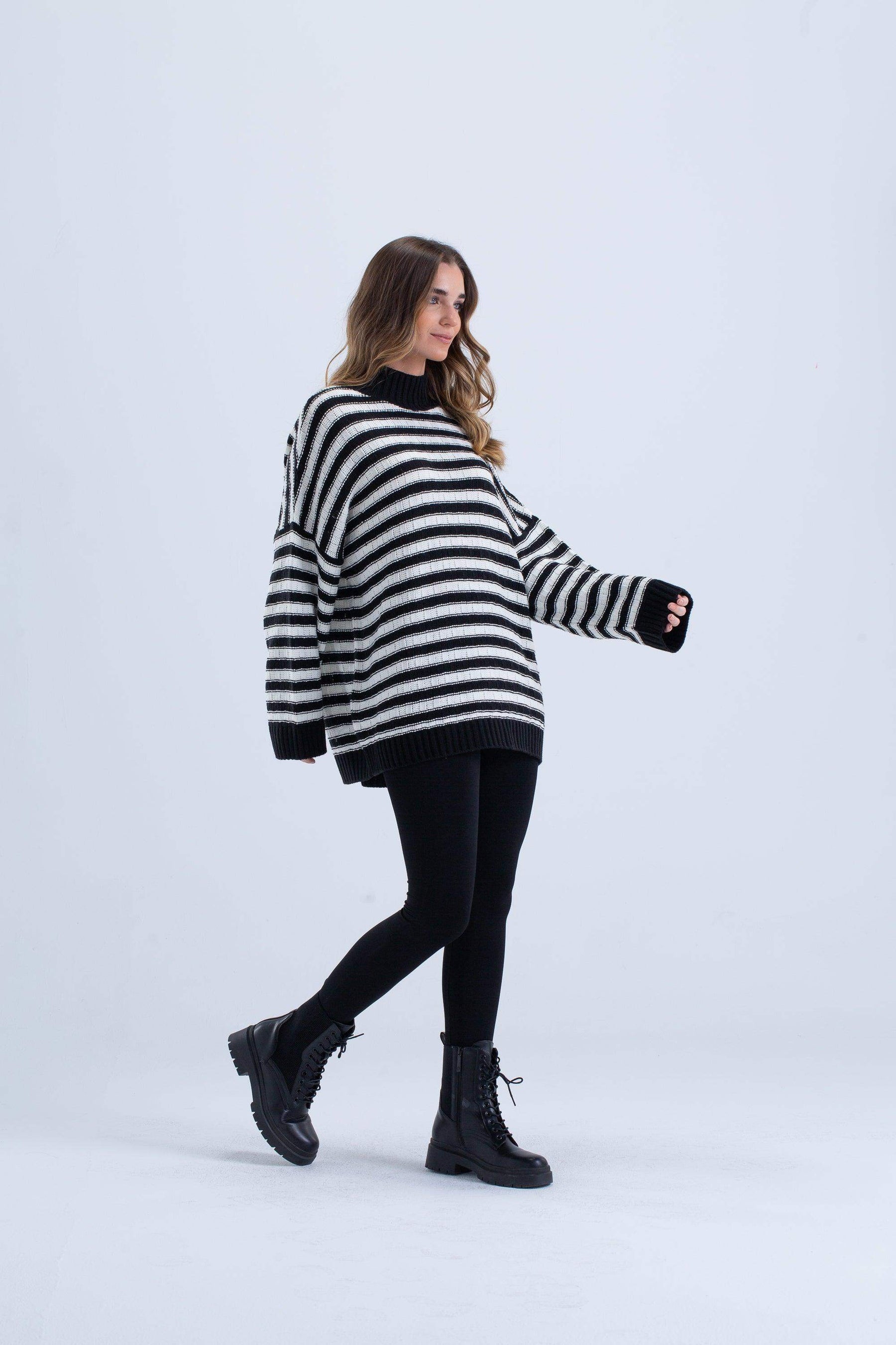 Striped Knitted Pullover - Carina - كارينا