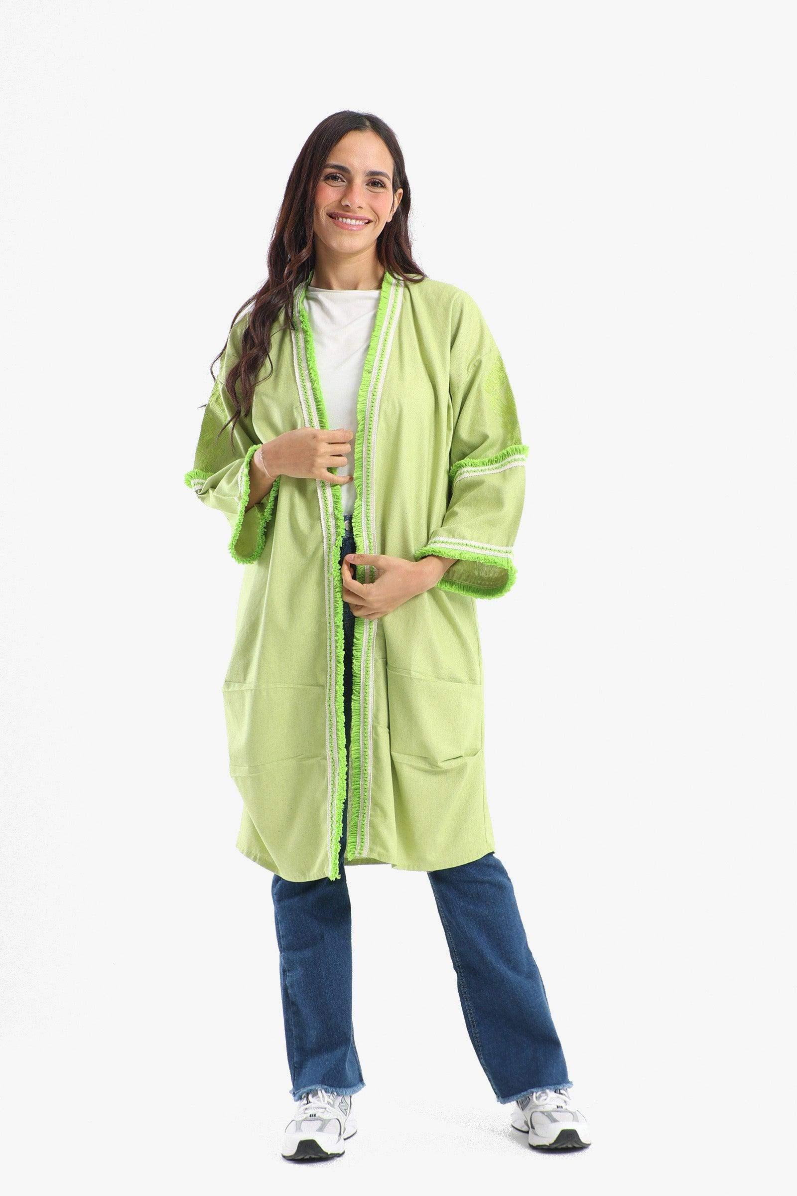 Tassels Hem Open Front Kimono - Carina - كارينا
