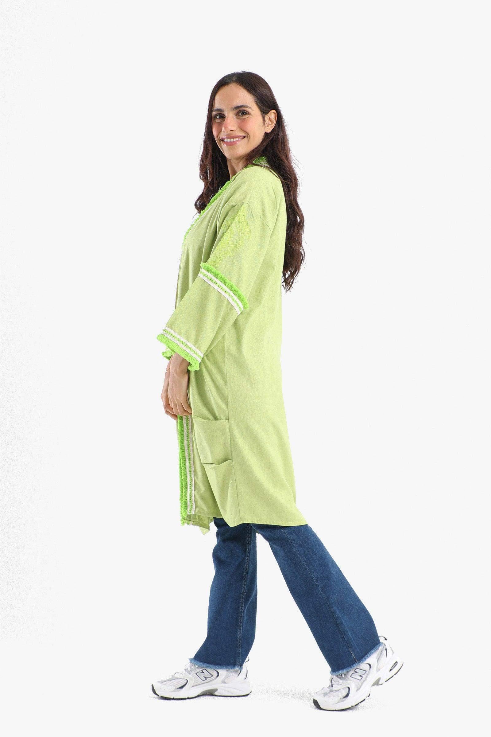 Tassels Hem Open Front Kimono - Carina - كارينا