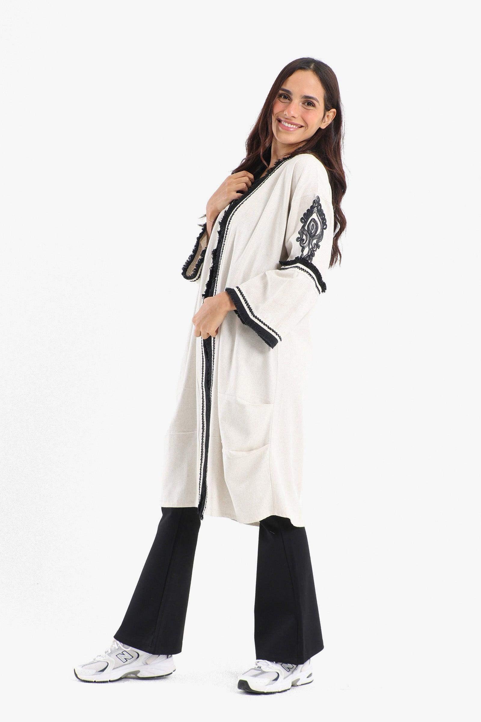 Tassels Hem Open Front Kimono - Carina - كارينا