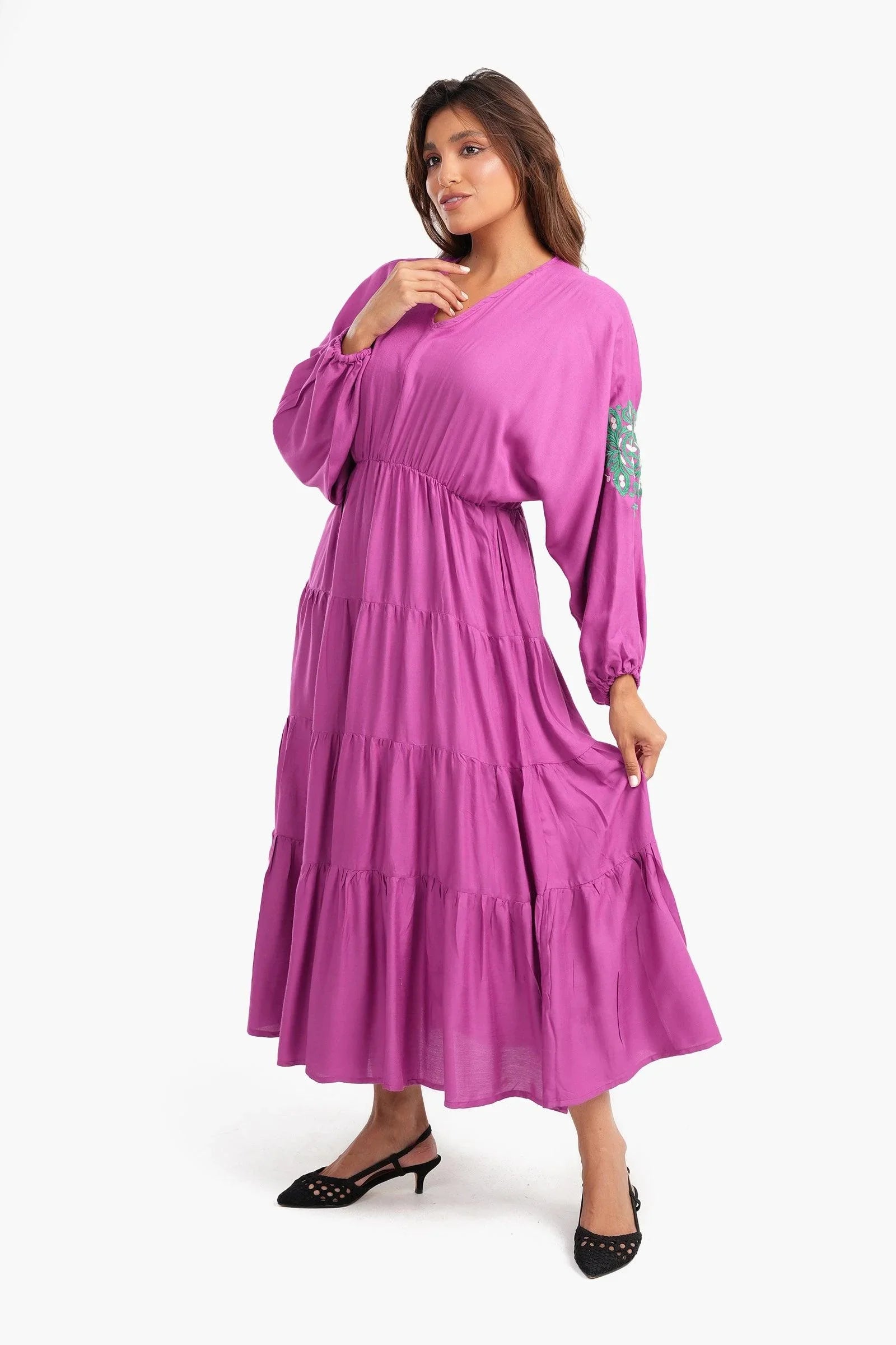 Tiered Dress with Embroidery - Carina - كارينا