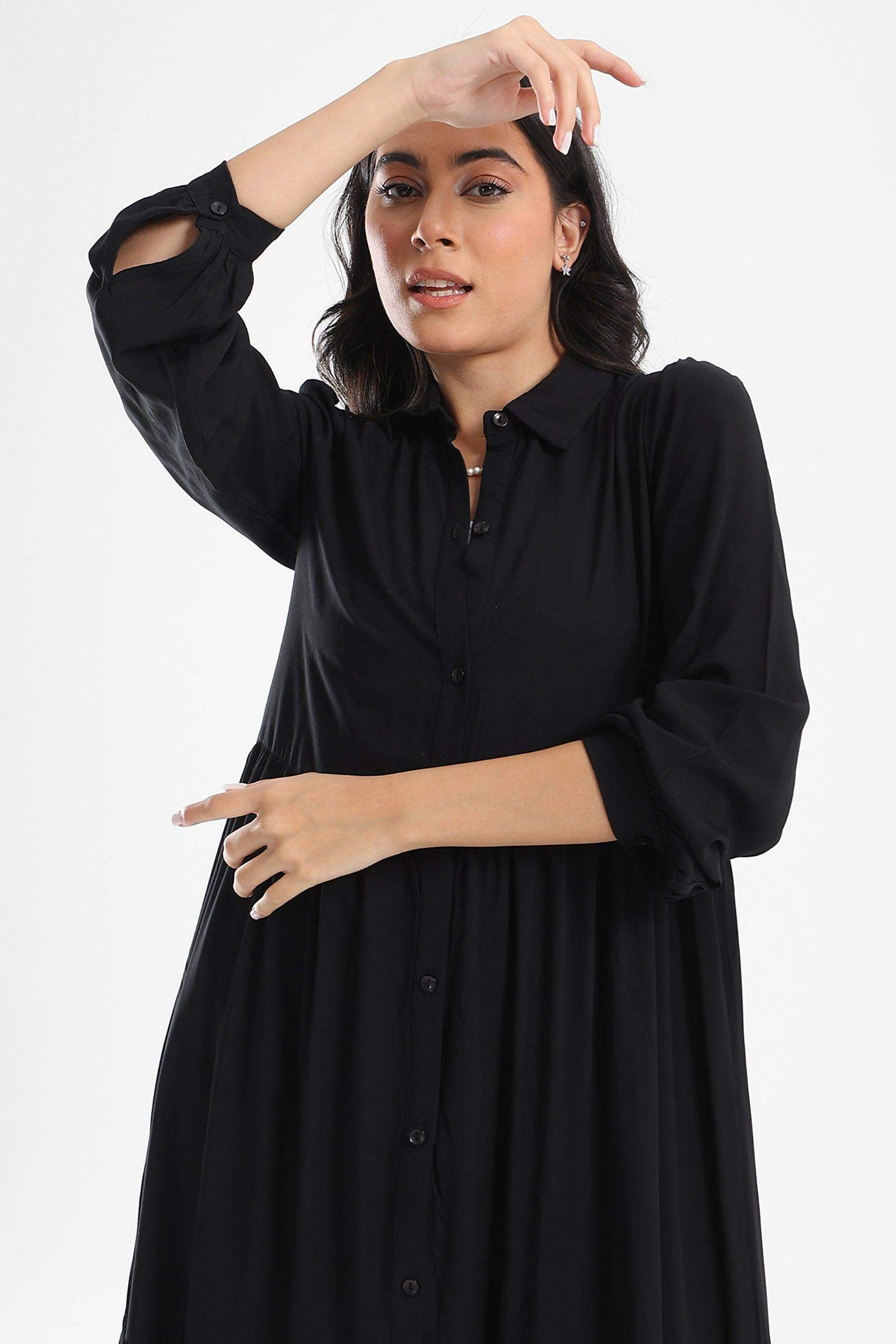 Tiered Maxi Shirt Dress - Carina - كارينا