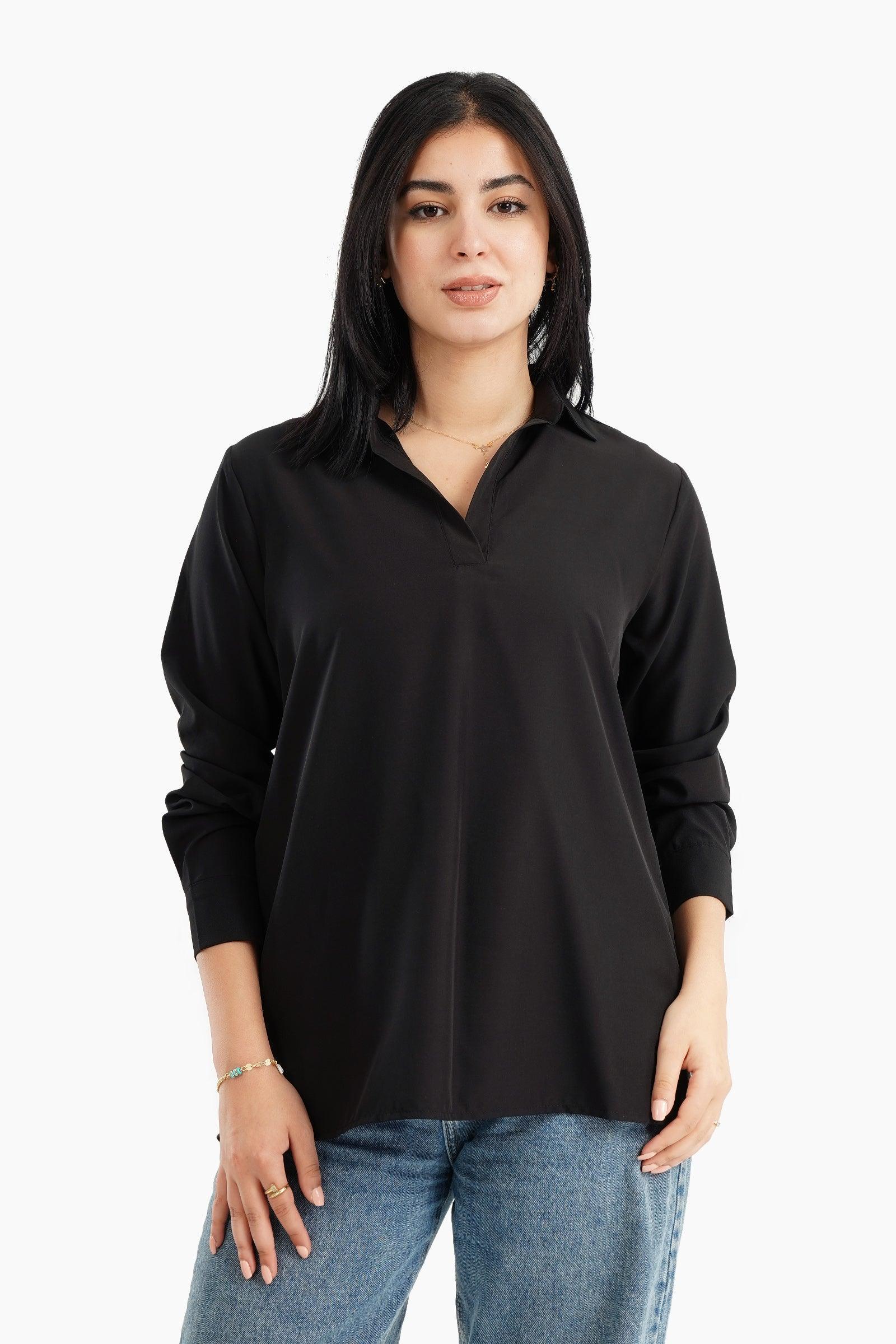 V-Neck Collared Blouse - Carina - كارينا