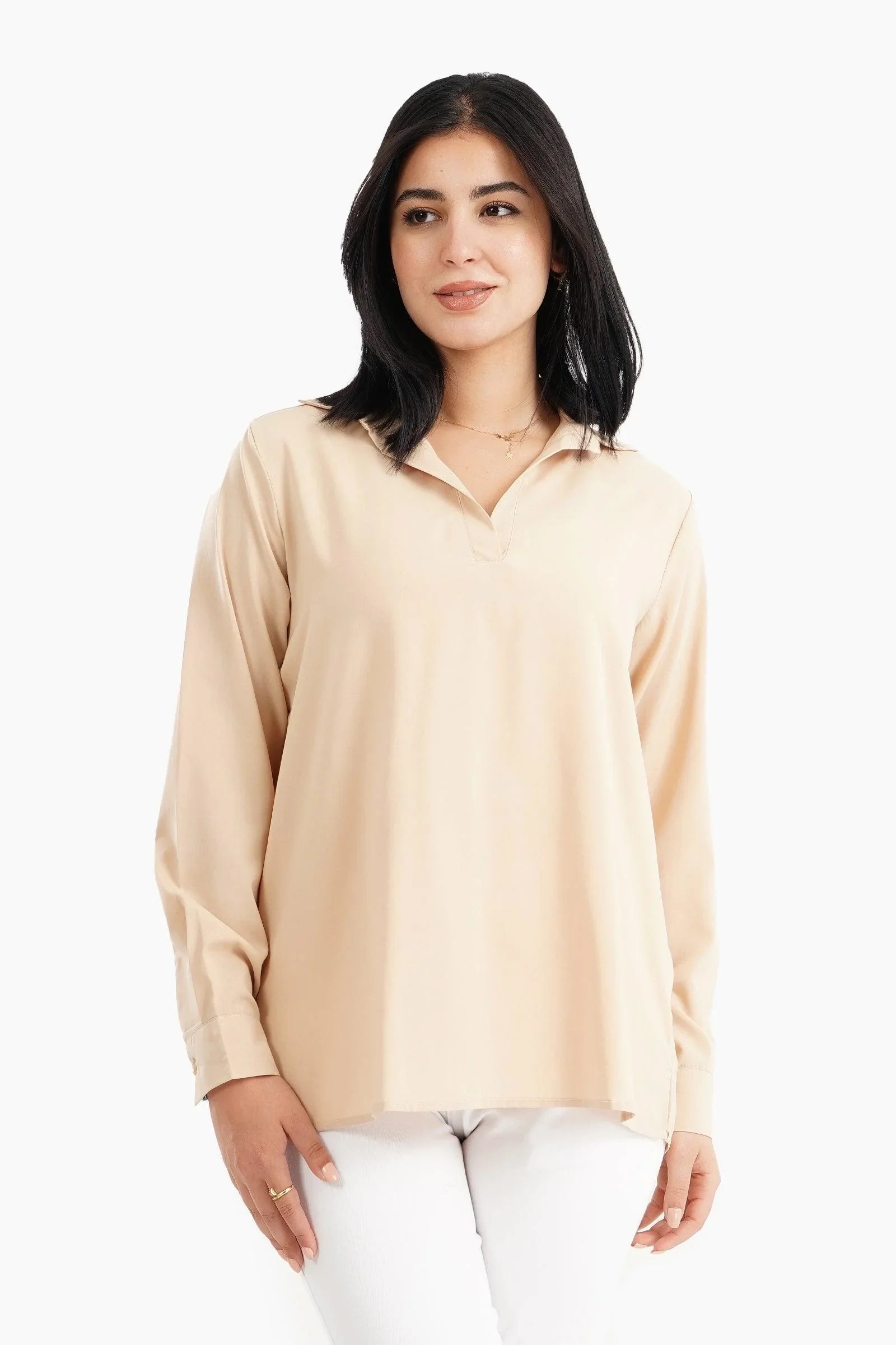 V-Neck Collared Blouse - Carina - كارينا