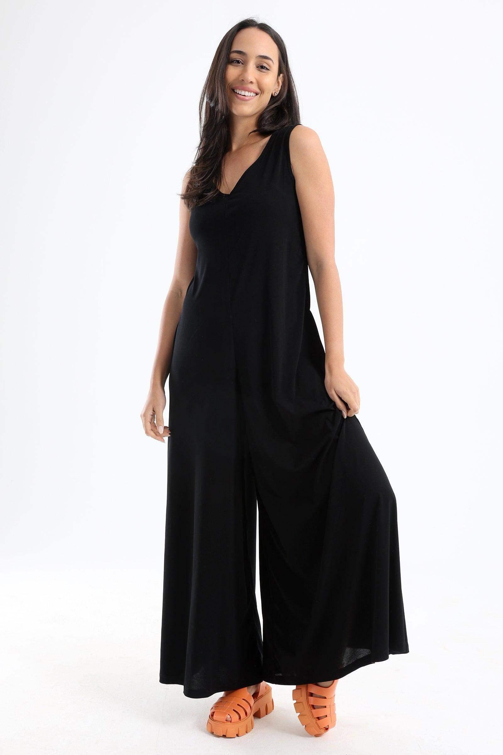 V-Neck Wide Leg Jumpsuit - Carina - كارينا