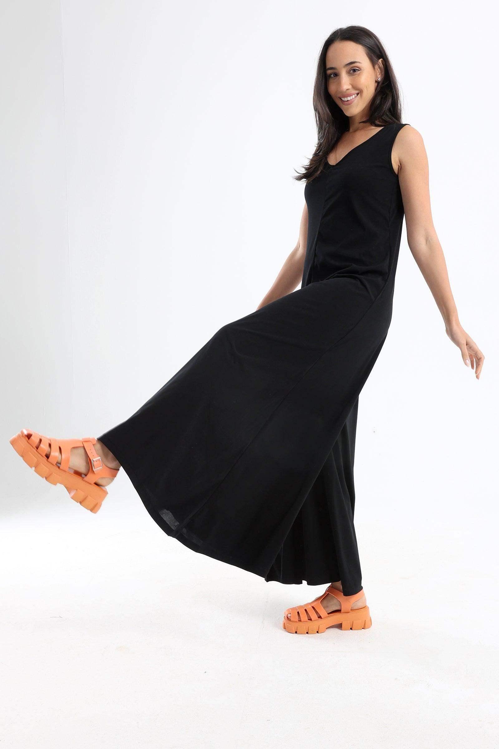 V-Neck Wide Leg Jumpsuit - Carina - كارينا