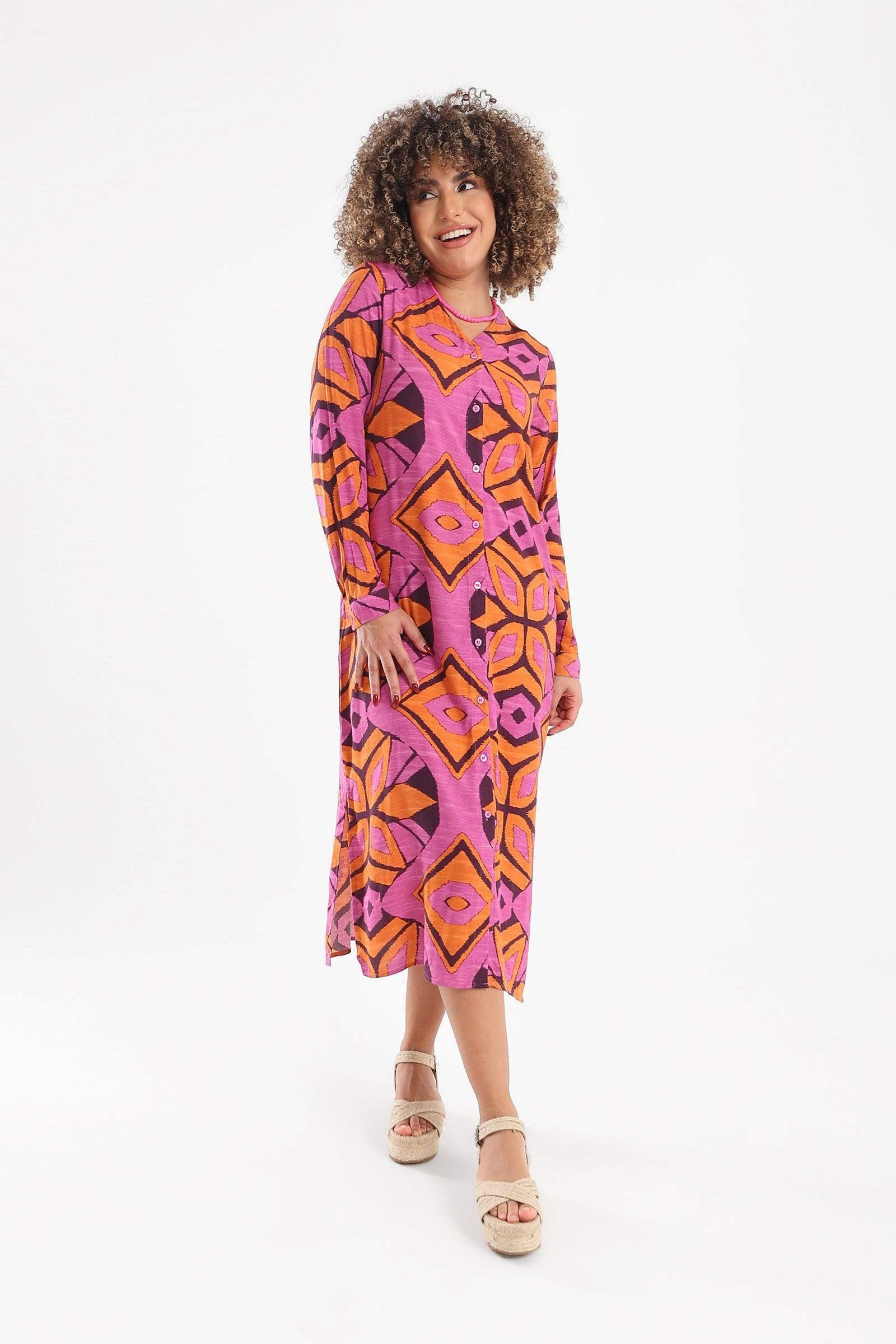 Vibrant Colored Shirt Dress - Carina - كارينا
