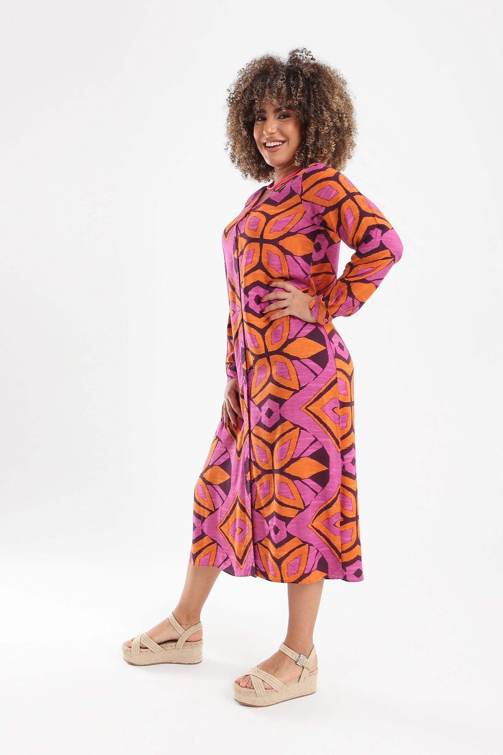 Vibrant Colored Shirt Dress - Carina - كارينا