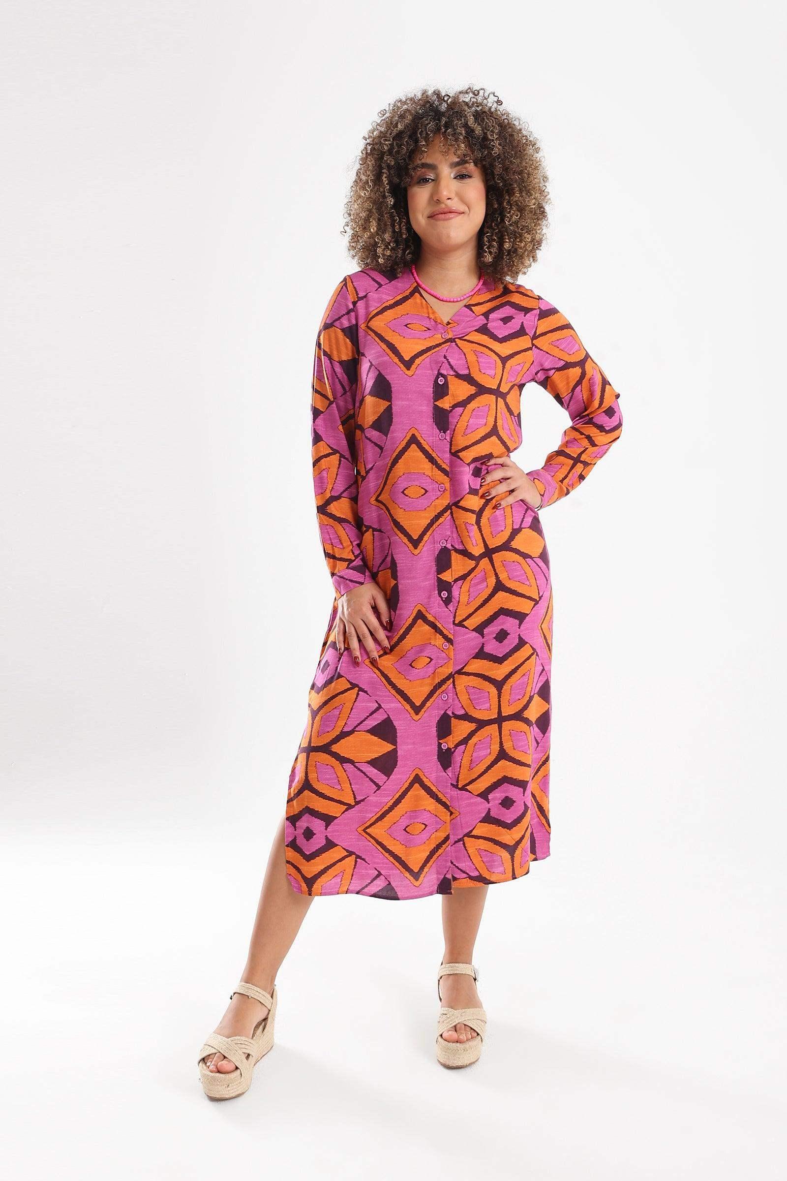 Vibrant Colored Shirt Dress - Carina - كارينا