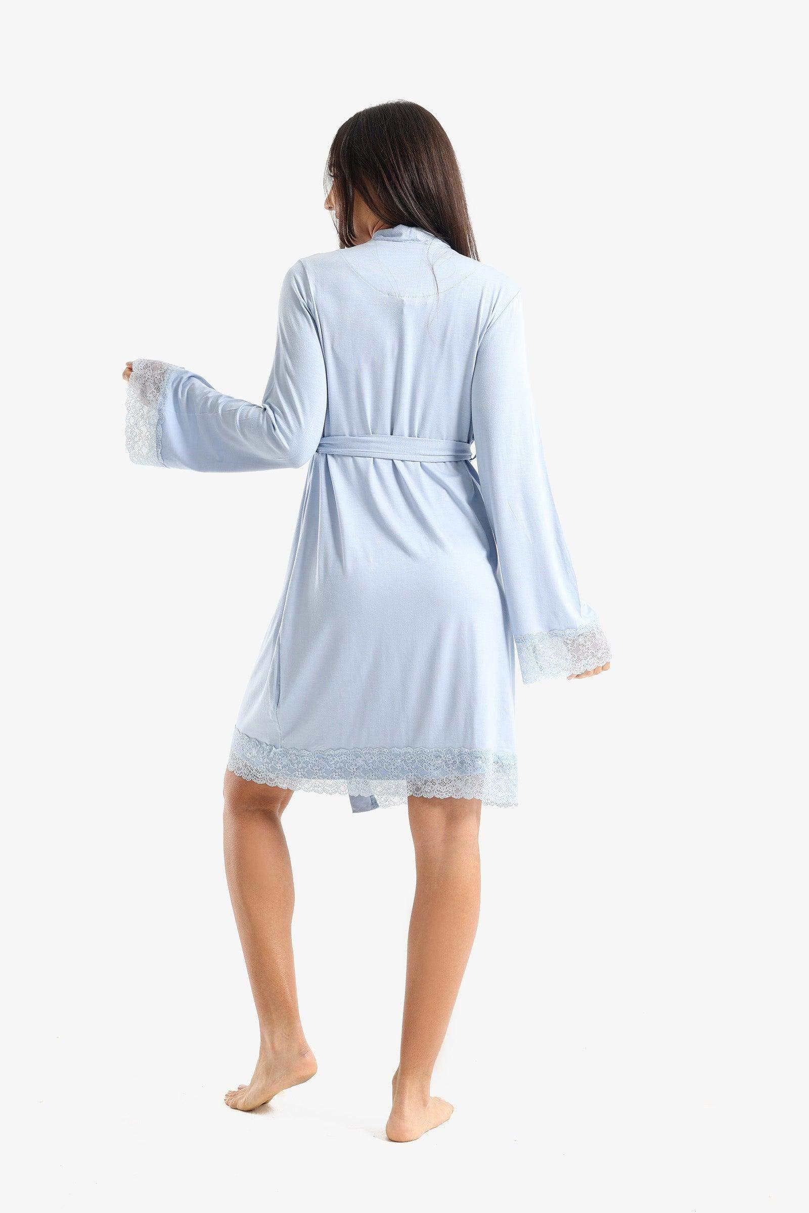 Viscose Robe with Lace Details - Carina - كارينا