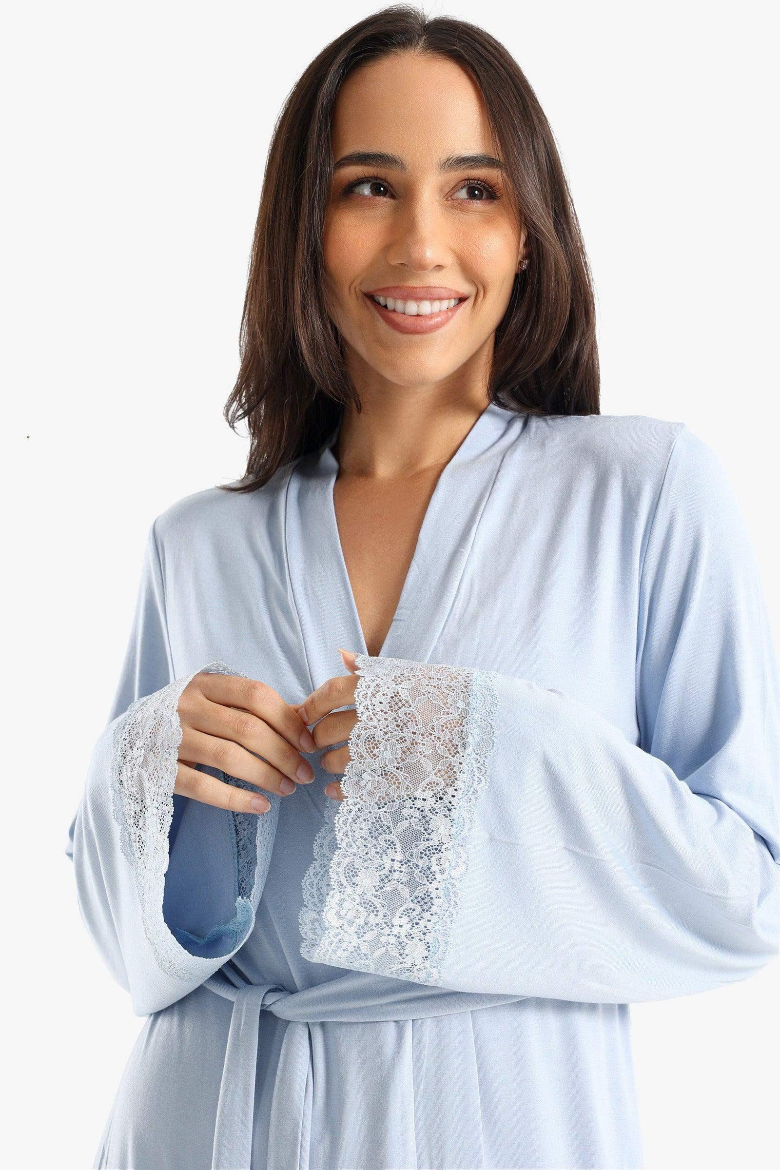 Viscose Robe with Lace Details - Carina - كارينا