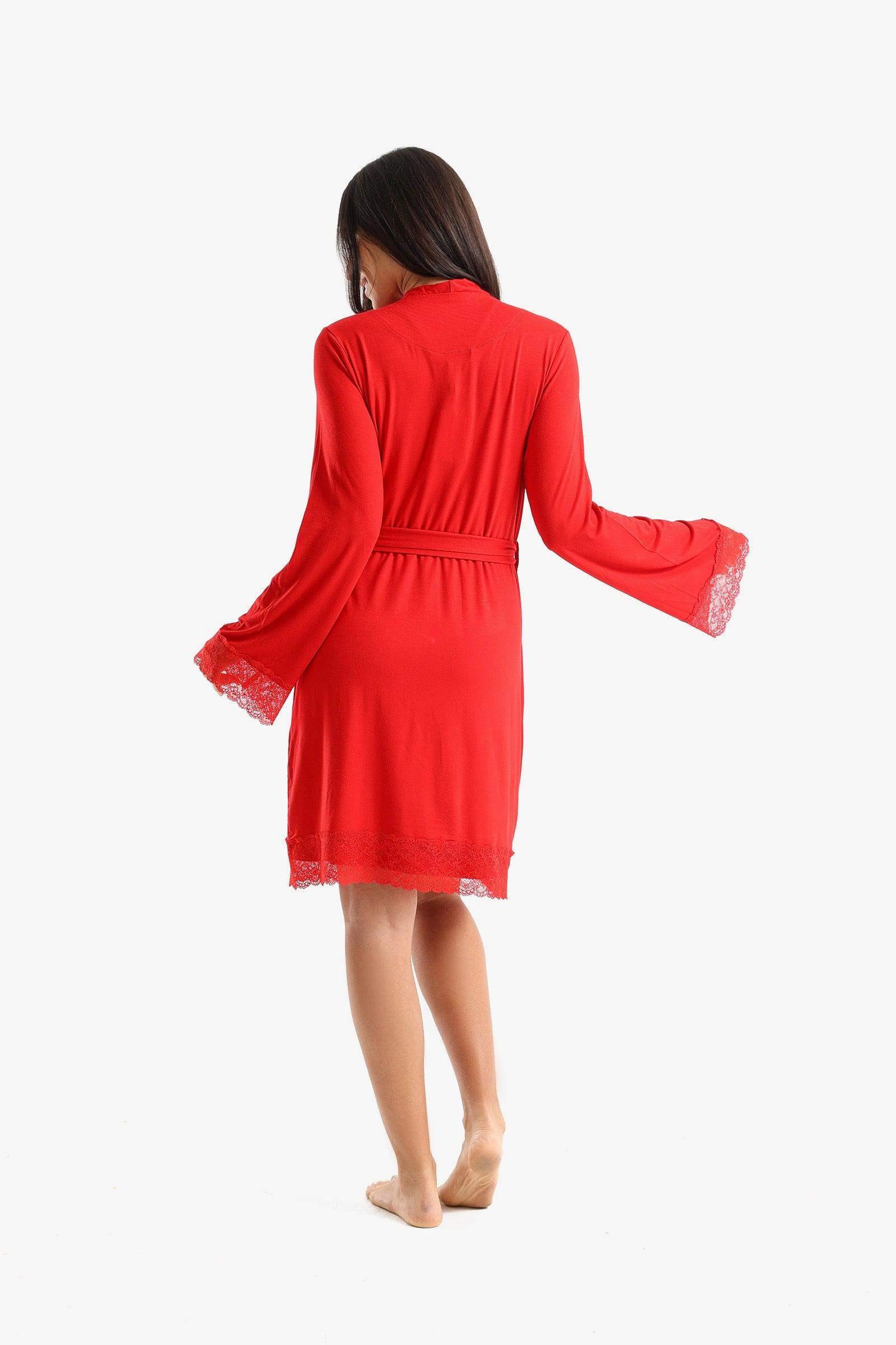 Viscose Robe with Lace Details - Carina - كارينا
