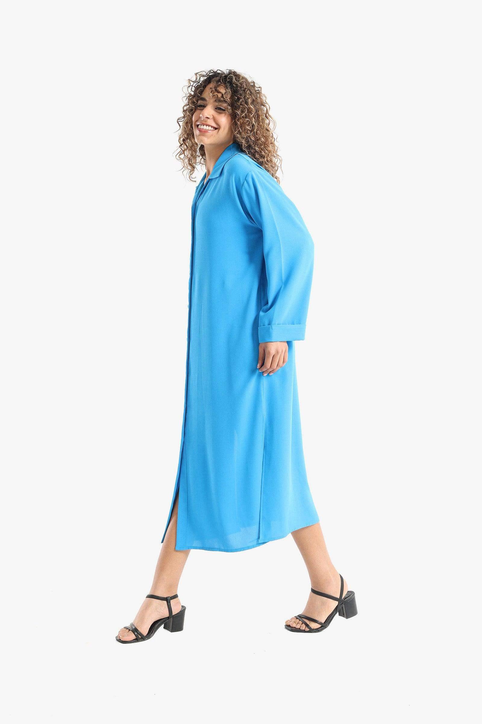Voile Solid Shirt Dress - Carina - كارينا