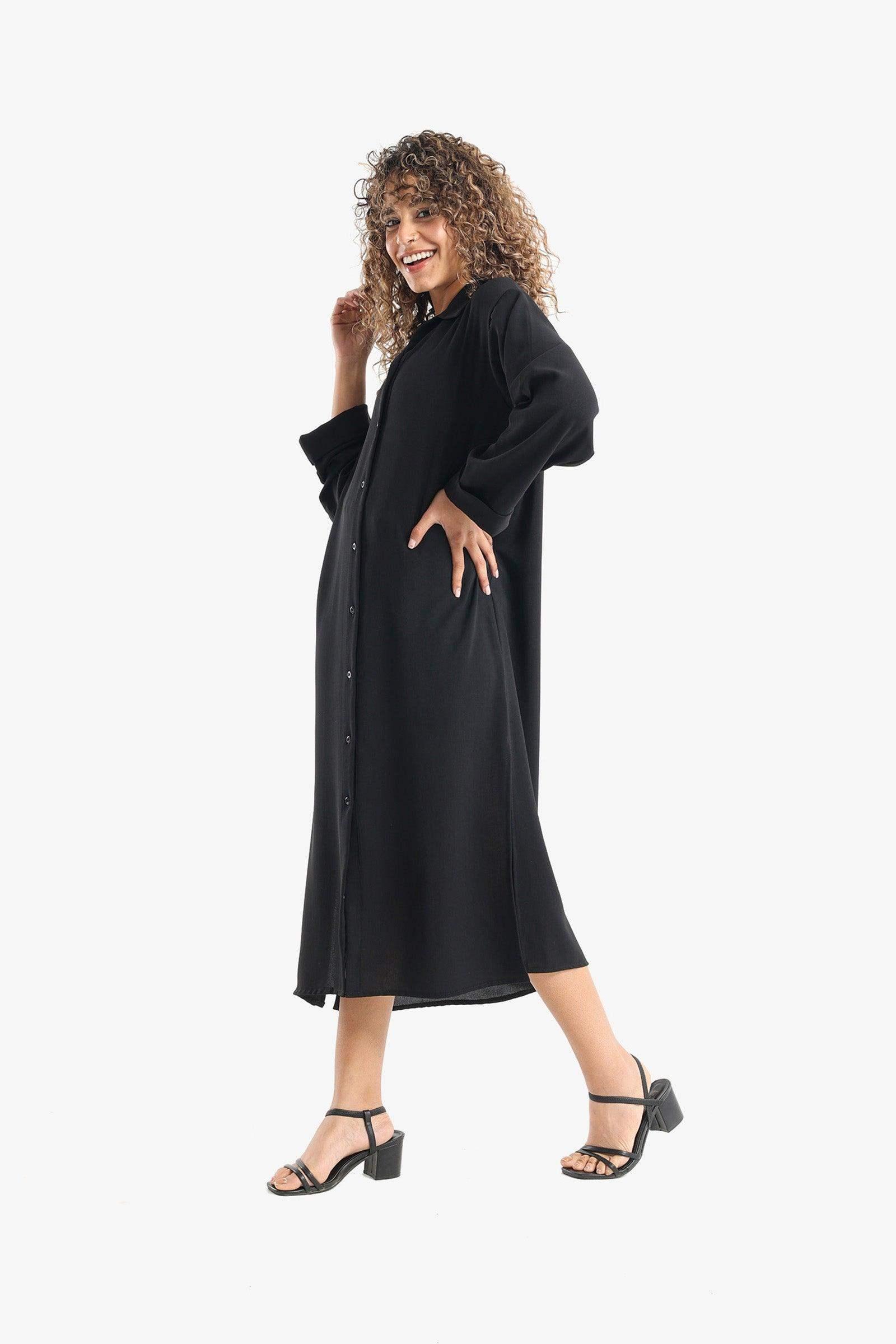 Voile Solid Shirt Dress - Carina - كارينا