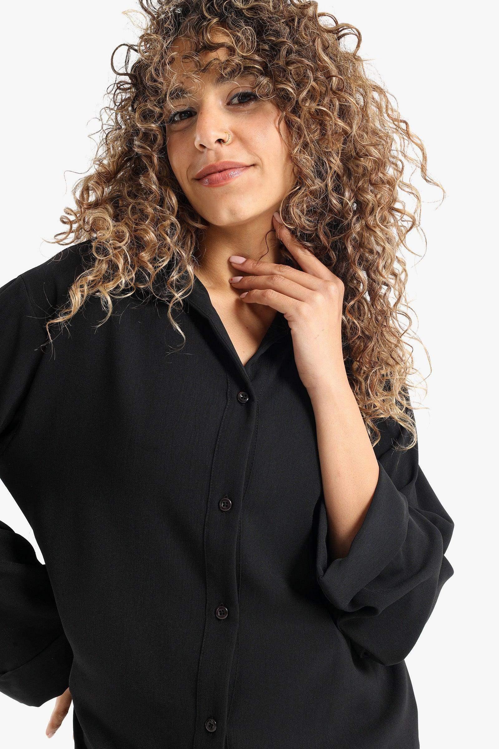 Voile Solid Shirt Dress - Carina - كارينا