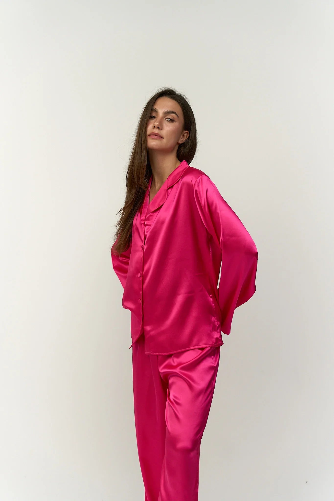 Fuchsia Satin Pyjama Set