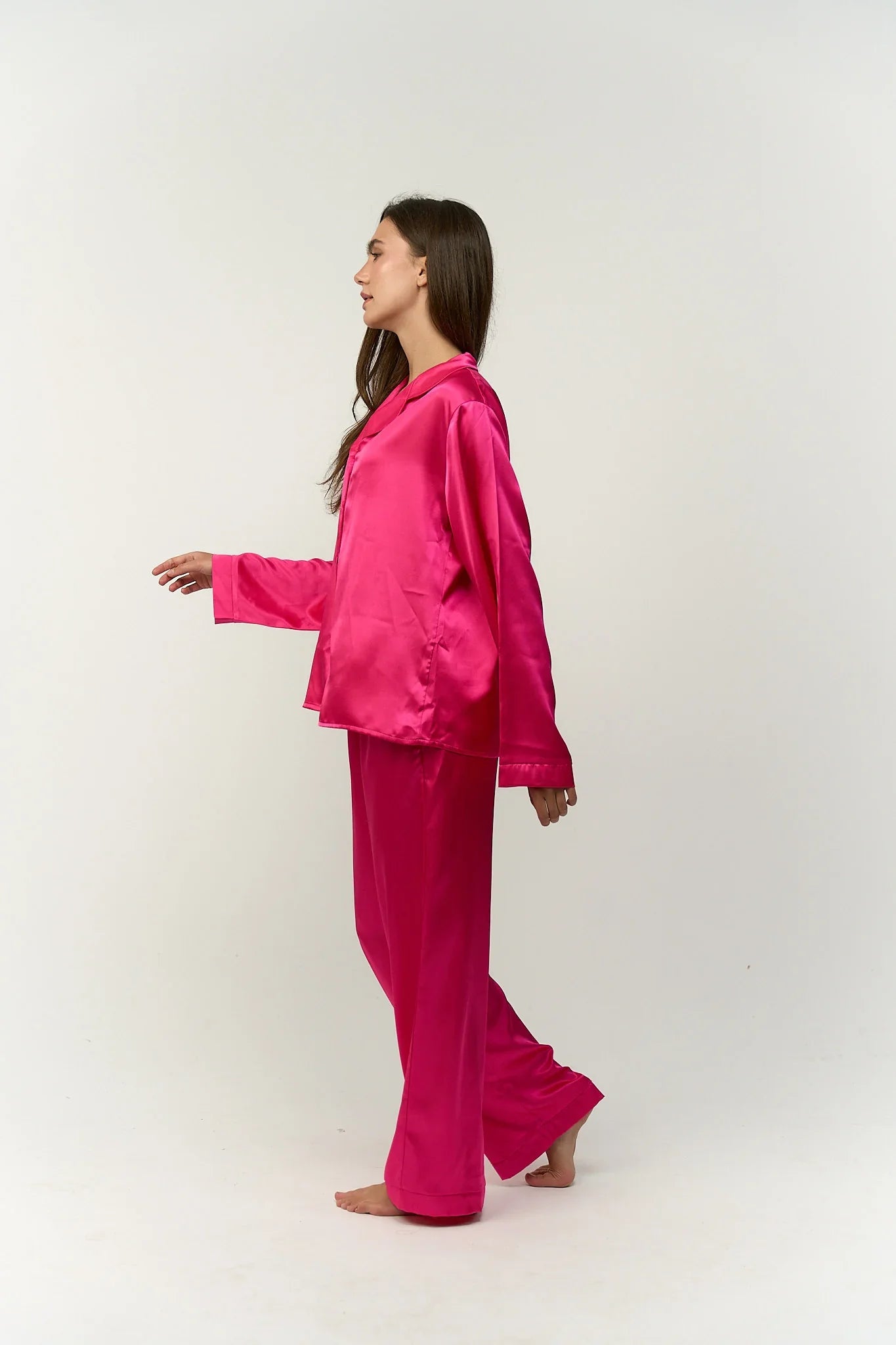 Fuchsia Satin Pyjama Set