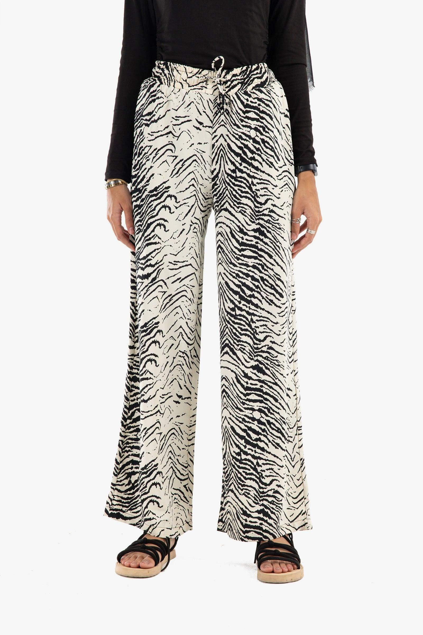 Zebra Pattern Crepe Pants - Carina - كارينا