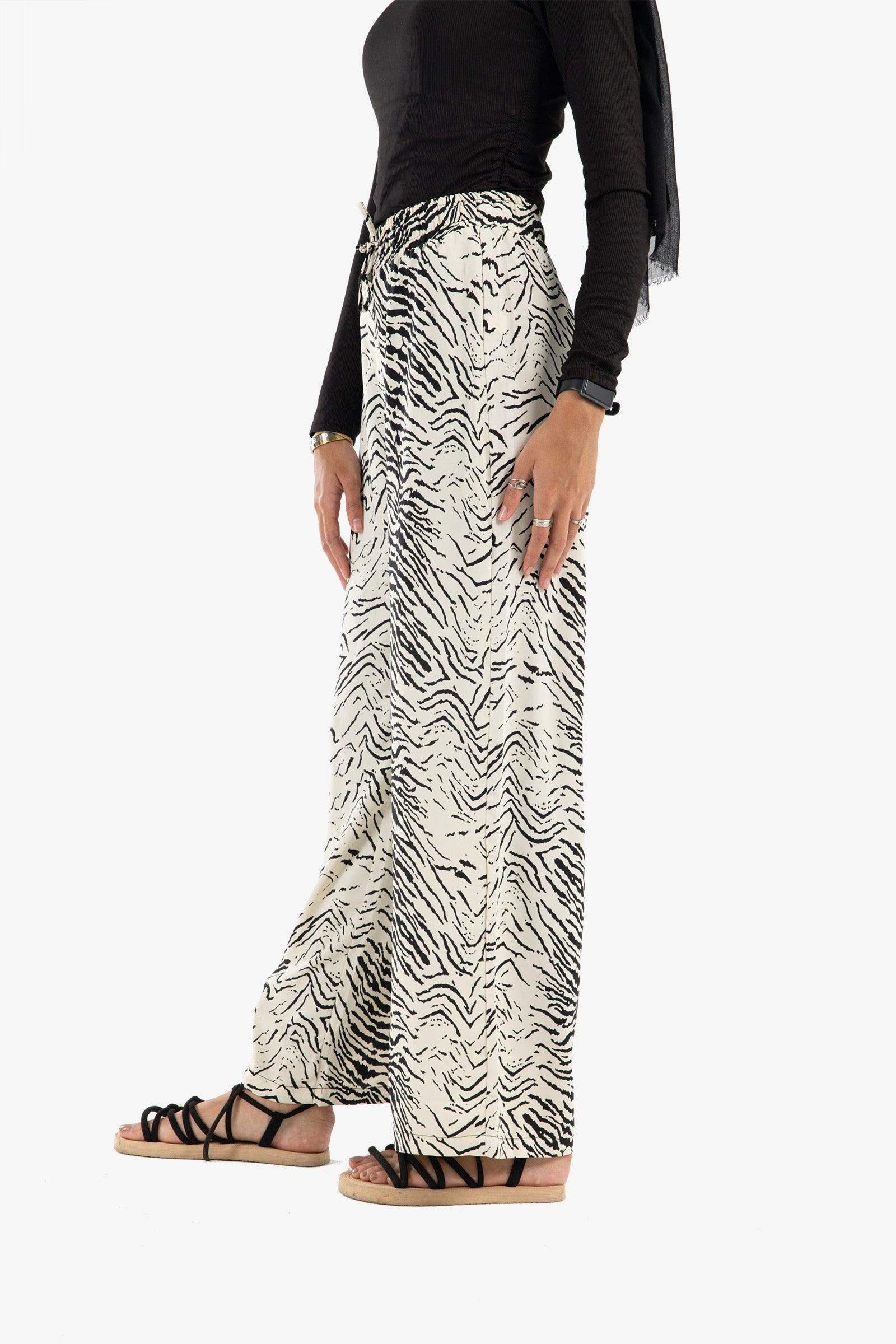 Zebra Pattern Crepe Pants - Carina - كارينا
