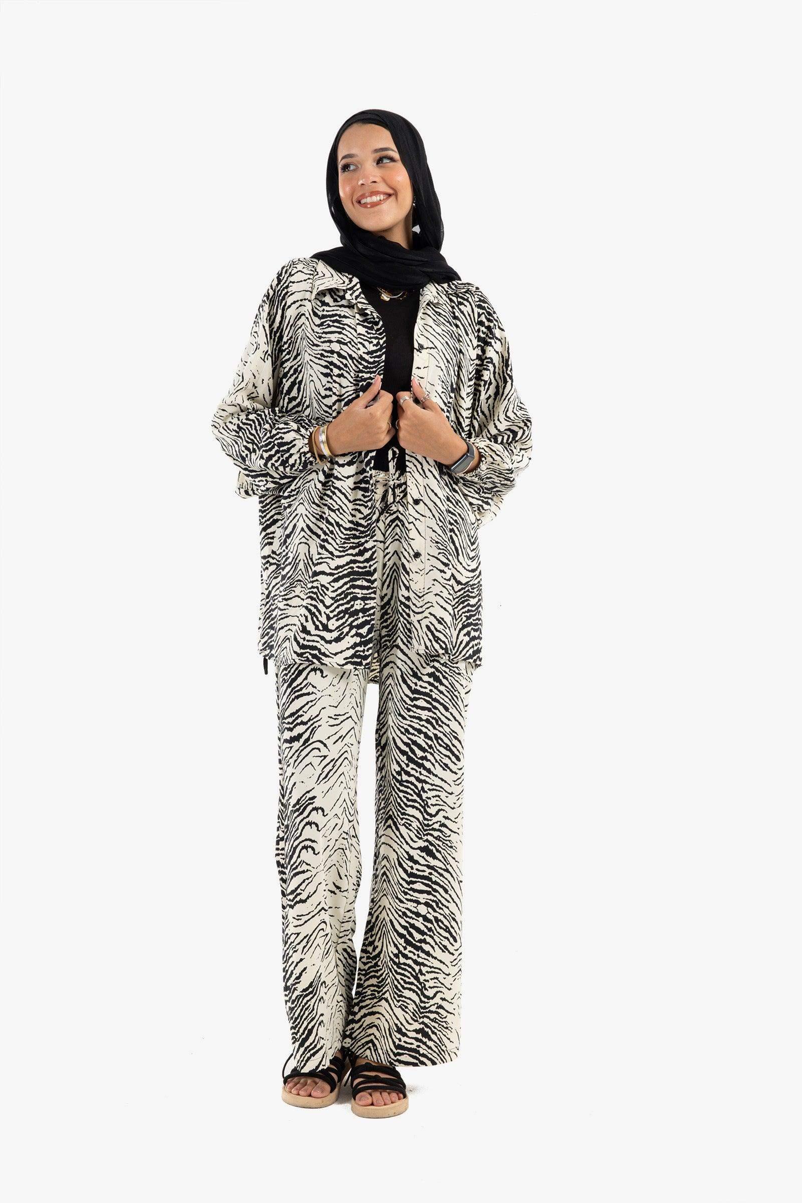 Zebra Pattern Crepe Pants - Carina - كارينا