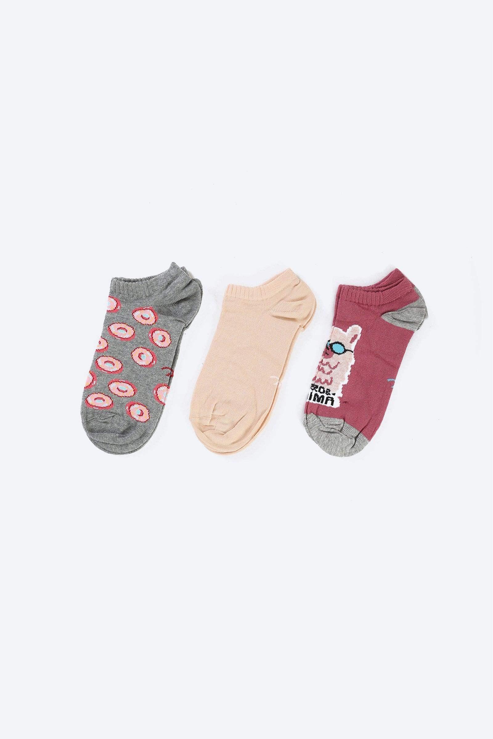 Cotton Ankle Socks - 3 Pairs - Carina - كارينا