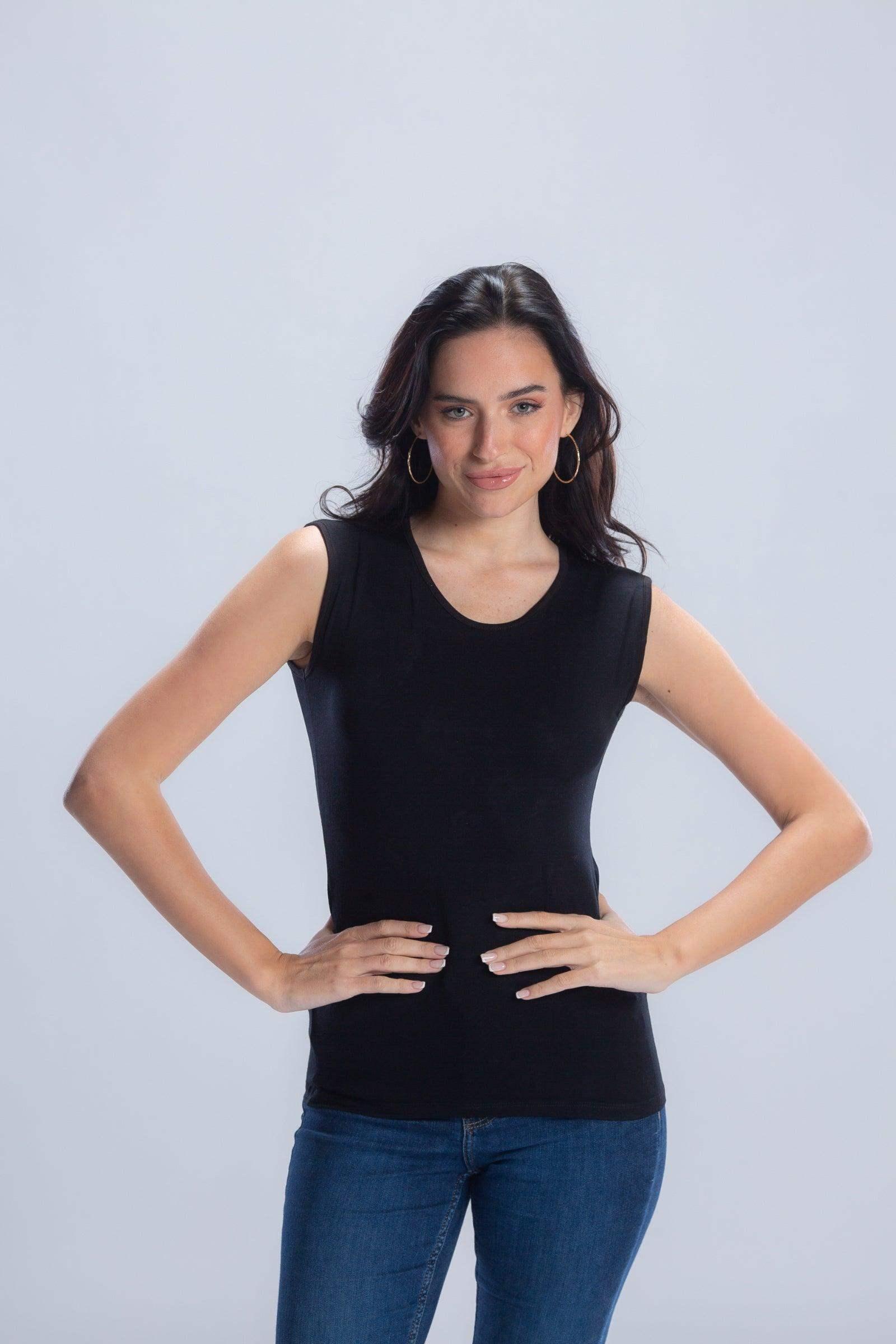 Crew Neck Seamless Microfiber Sleeveless Top (Pack of 3) - Carina - كارينا