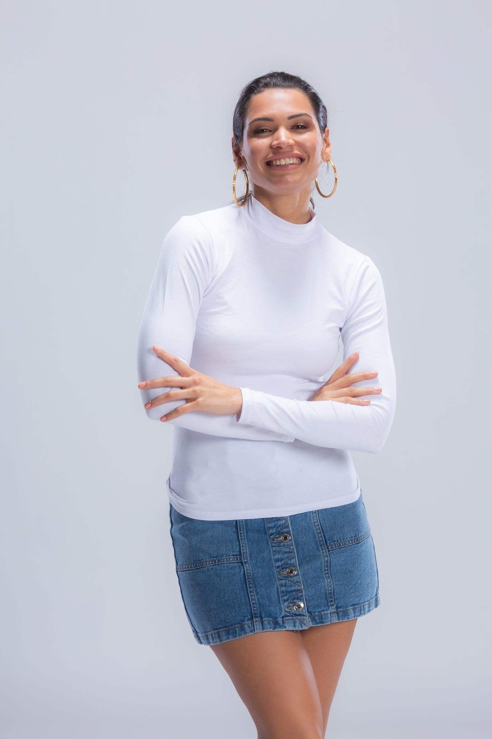High Neck Long Sleeve Cotton Top - Pack of 3 - Carina - كارينا