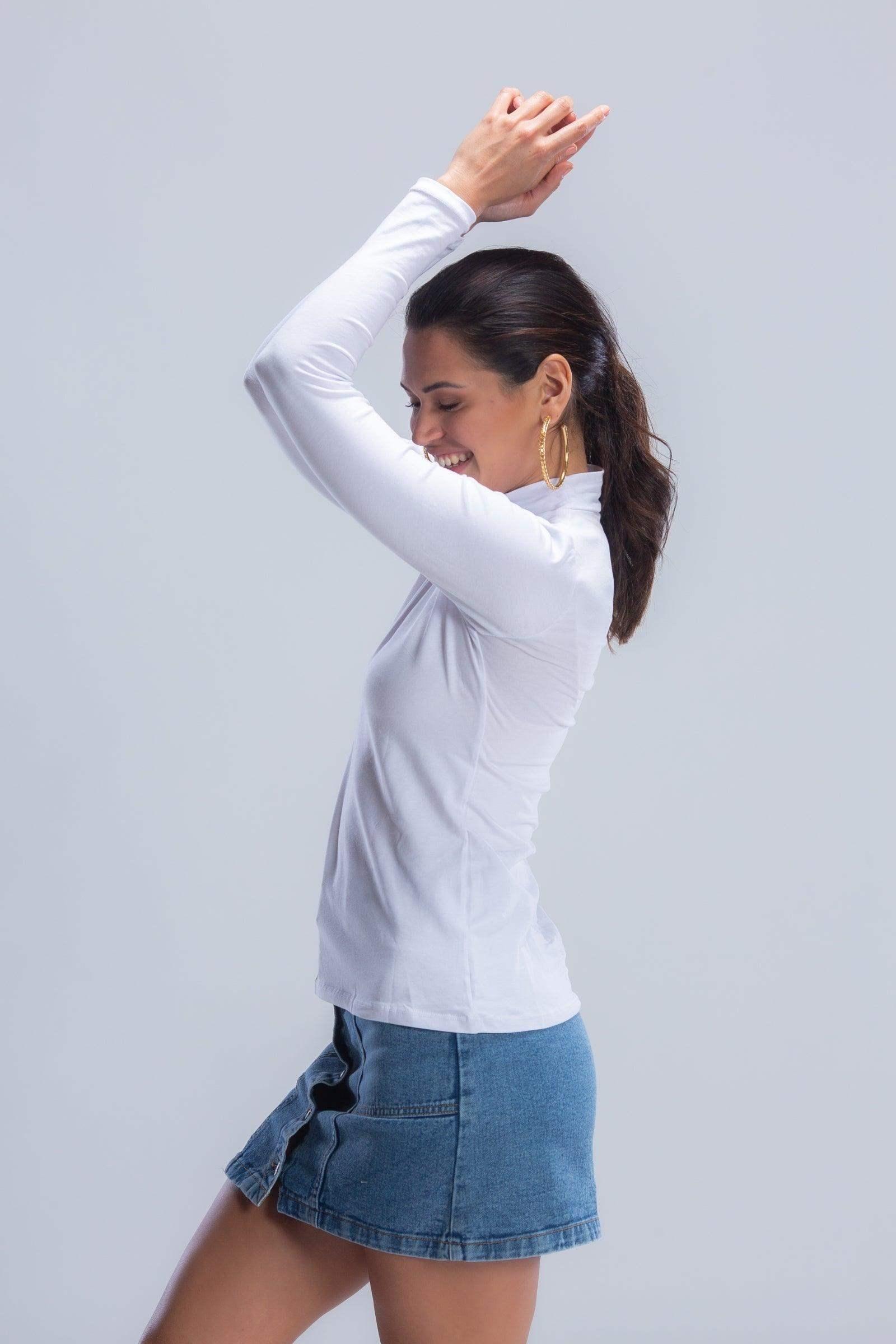 High Neck Long Sleeve Cotton Top - Pack of 3 - Carina - كارينا