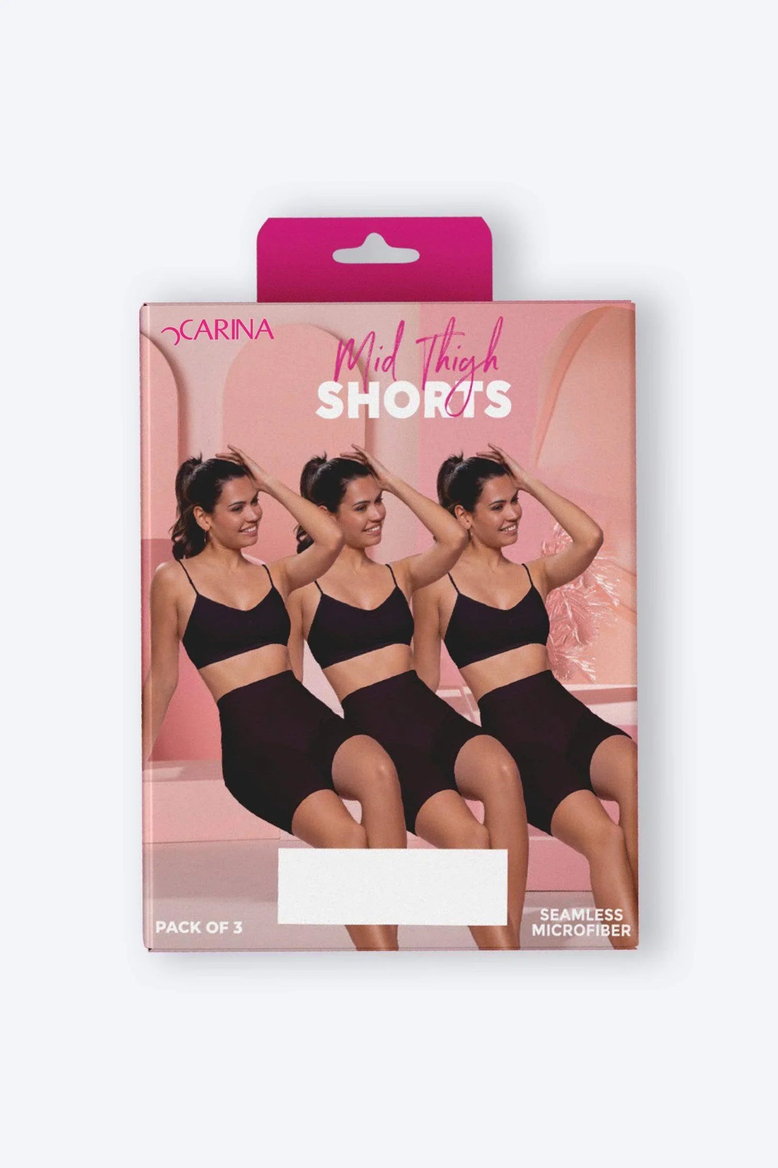 Microfiber Mid-Thigh Shorts (Pack of 3) - Carina - كارينا