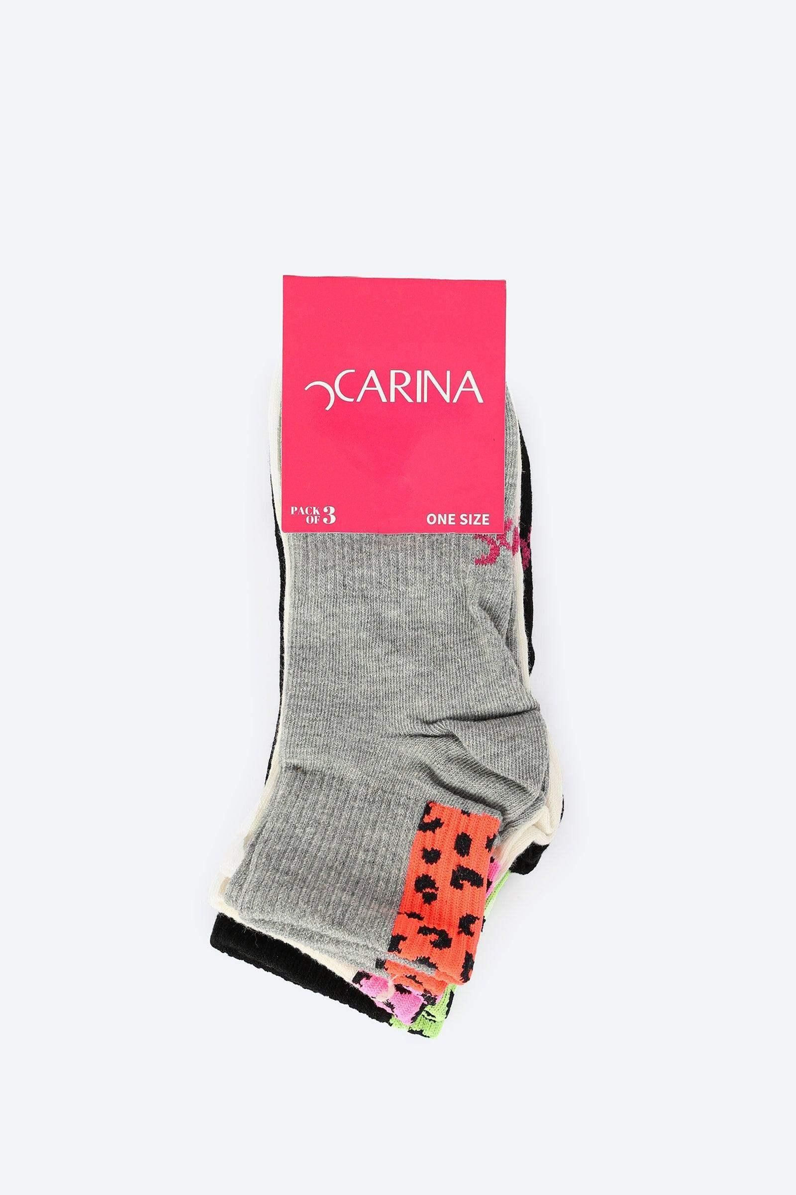 Pack of 3 Cotton Socks - Carina - كارينا