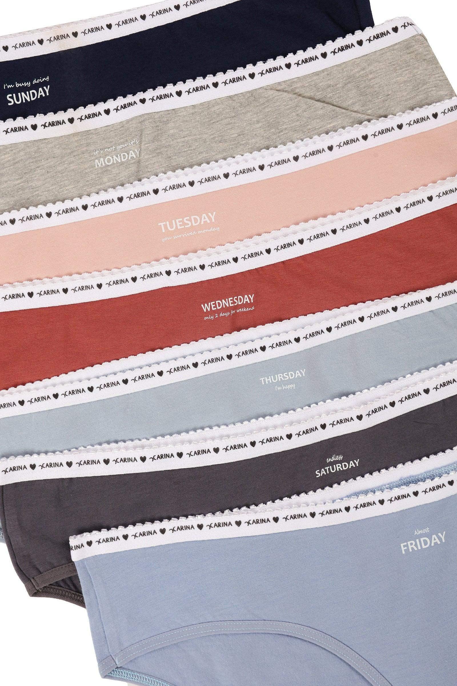 Pack of 7 Colored Bikini Panties - Carina - كارينا