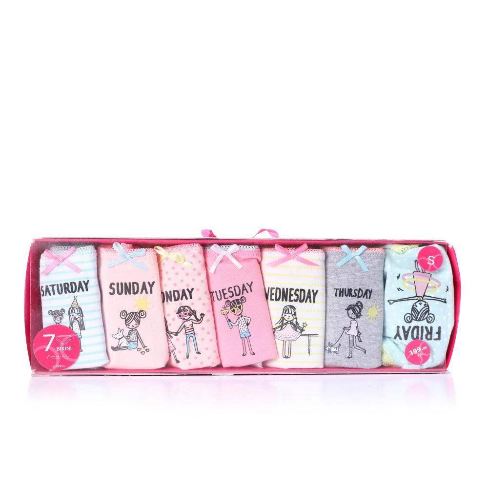 Pack of 7 Cotton Week Days Printed Bikini Panties - Carina - كارينا