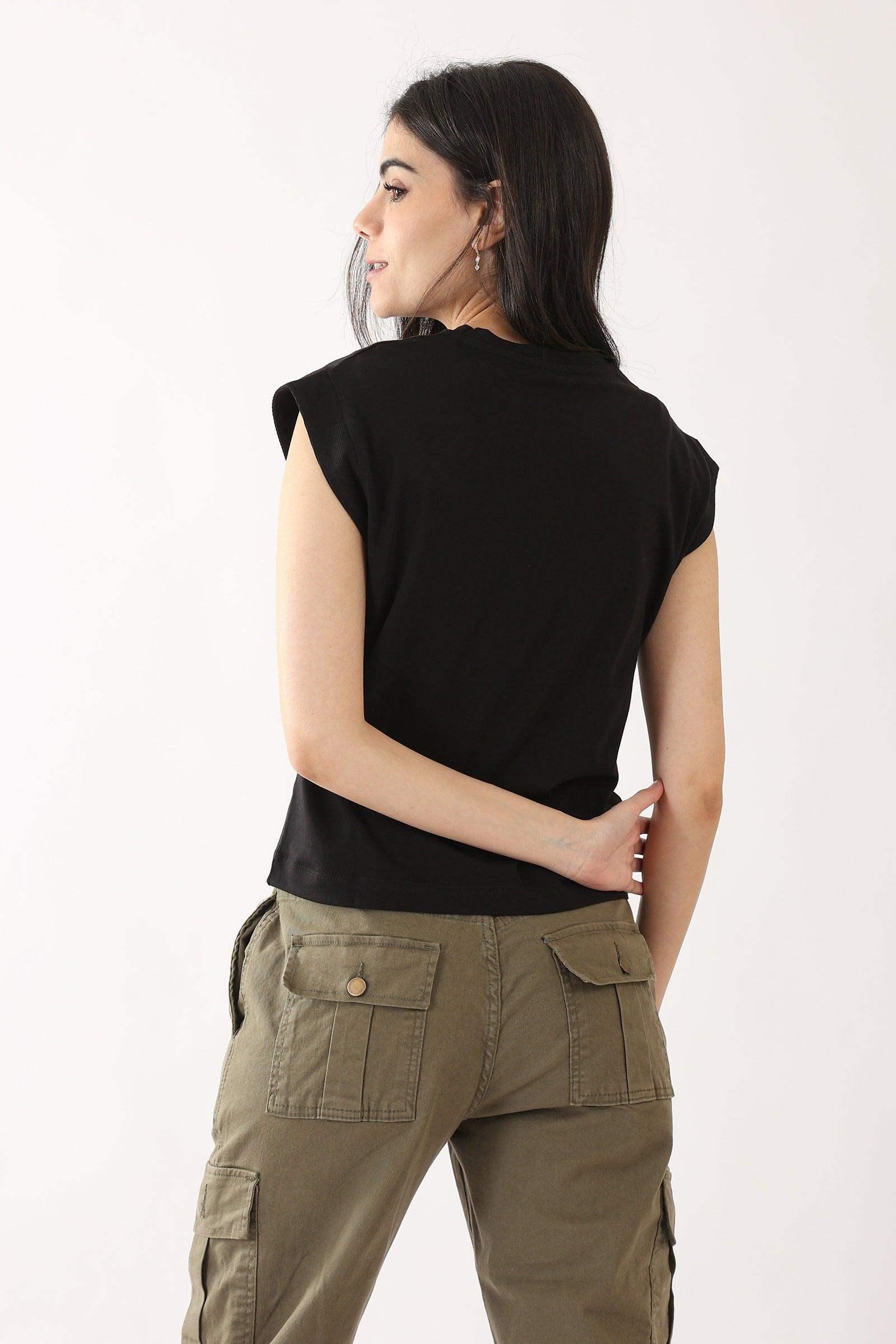 Ribbed Shoulder Detail Top - Carina - كارينا