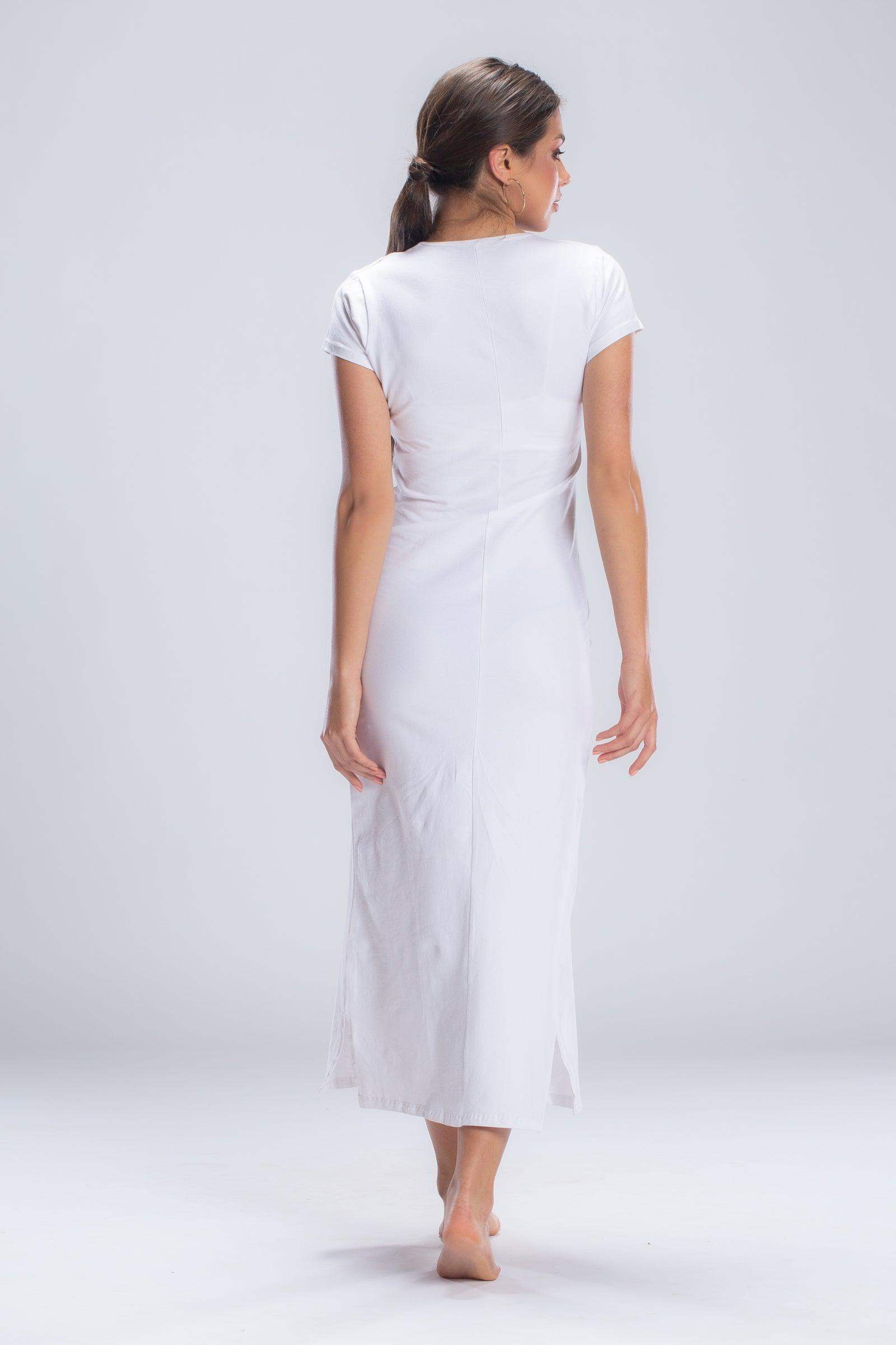 Solid Short Sleeves Long Dress - Carina - كارينا