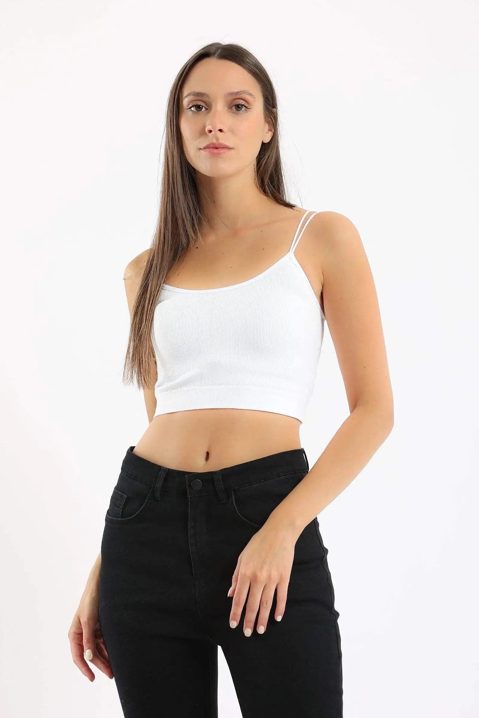 Strap Crop Top Black Tank Top Thin Strap Spaghetti Straps