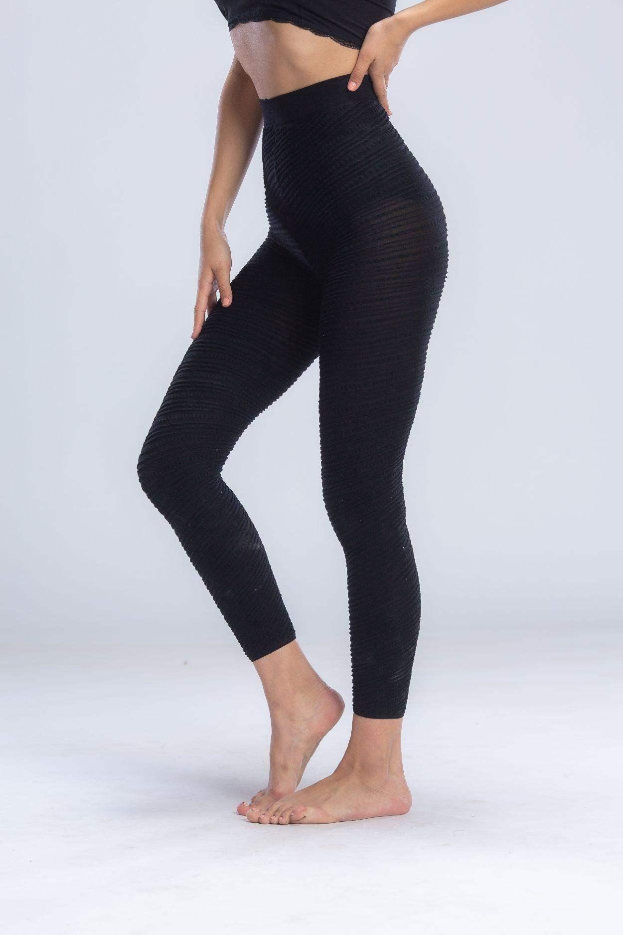 Textured Self Patterned Warm Leggings - Carina - كارينا