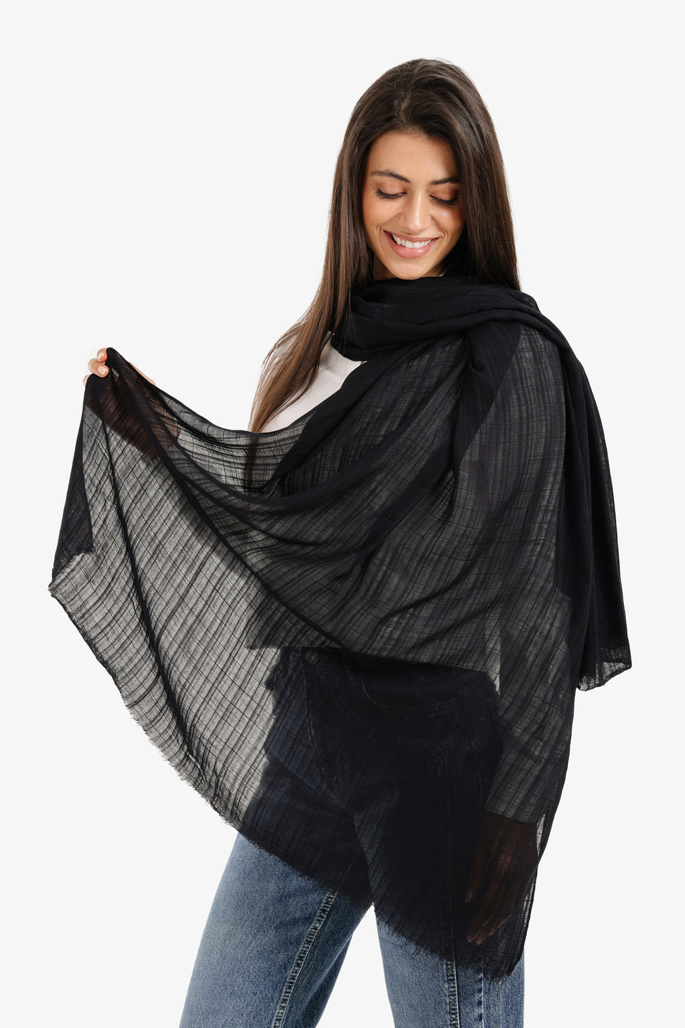 Textured Ribbed Cotton Scarf