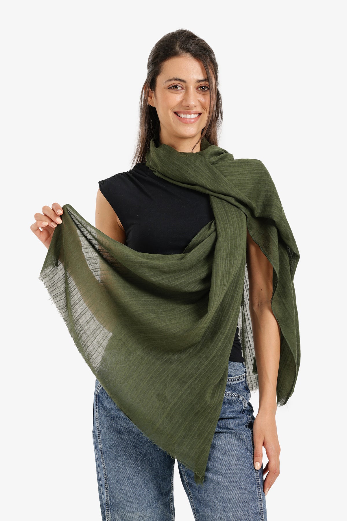 Textured Ribbed Cotton Scarf