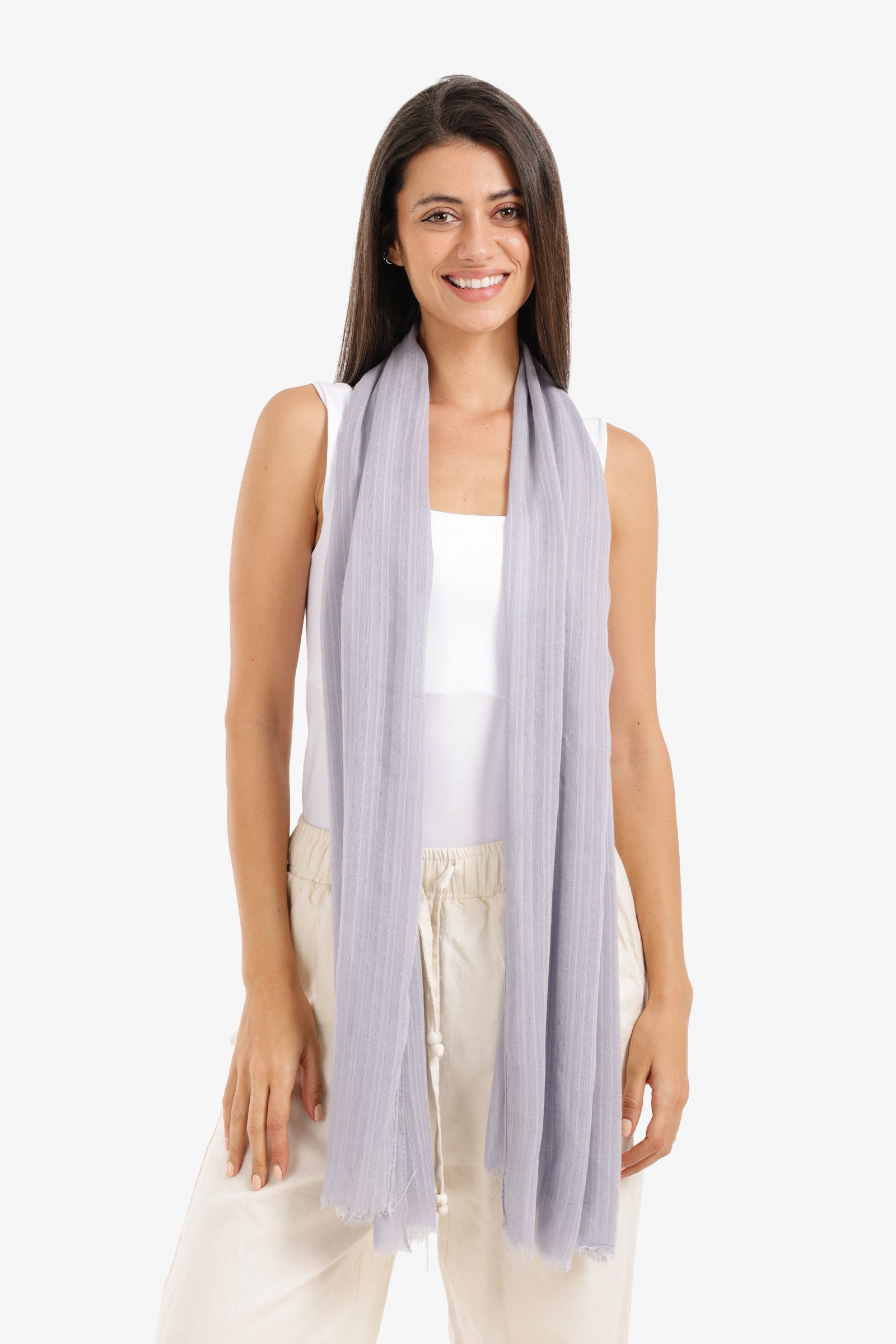 Textured Ribbed Cotton Scarf