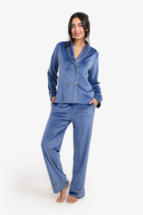 Double-Breasted Velvet Pyjama Set