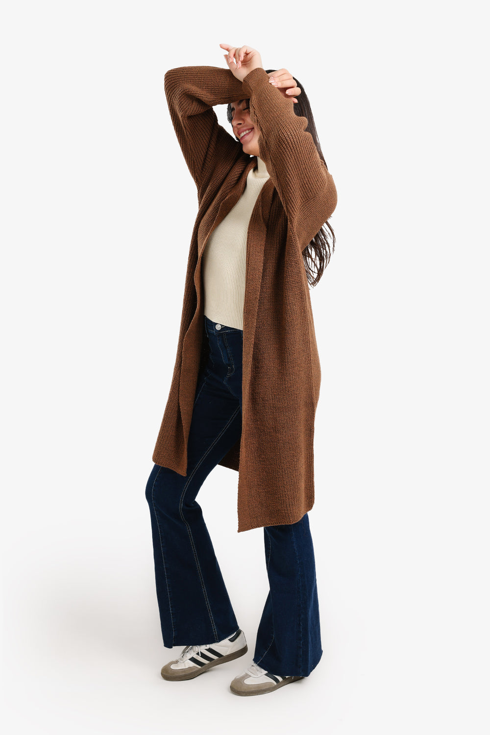 Relaxed Knee-Length Cardigan