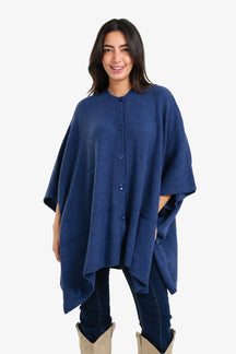 Asymmetrical Buttoned Poncho