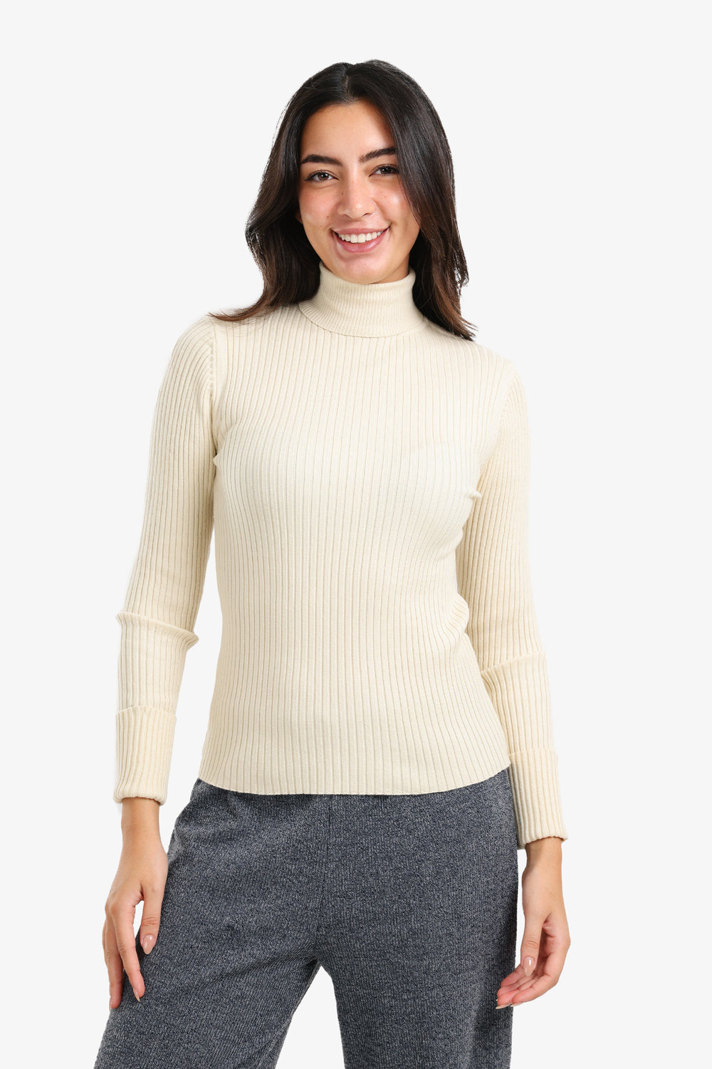 Ribbed Turtleneck Pullover
